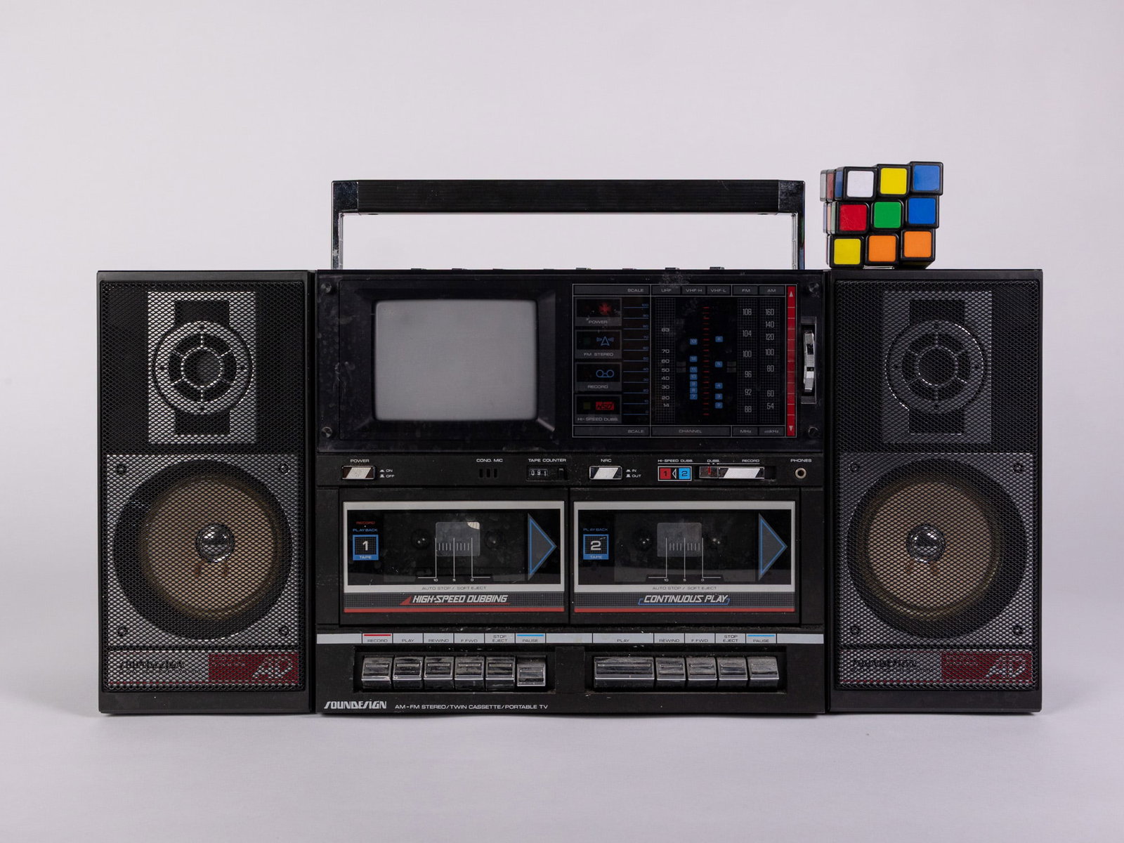 1988 Soundesign AM/FM Portable Stereo Dual Cassette/TV w/ Detachable Speakers - 2
