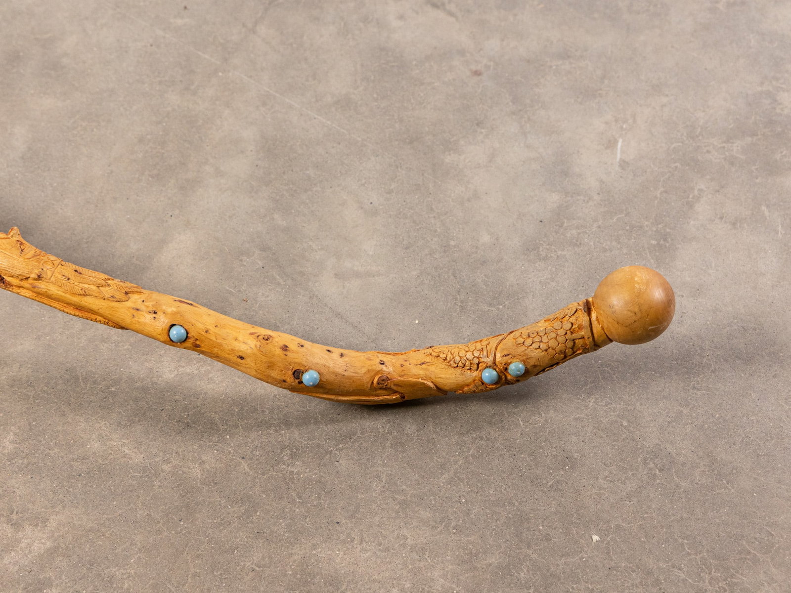 Carved Wooden Folk Art Cane/Walking Stick - 2