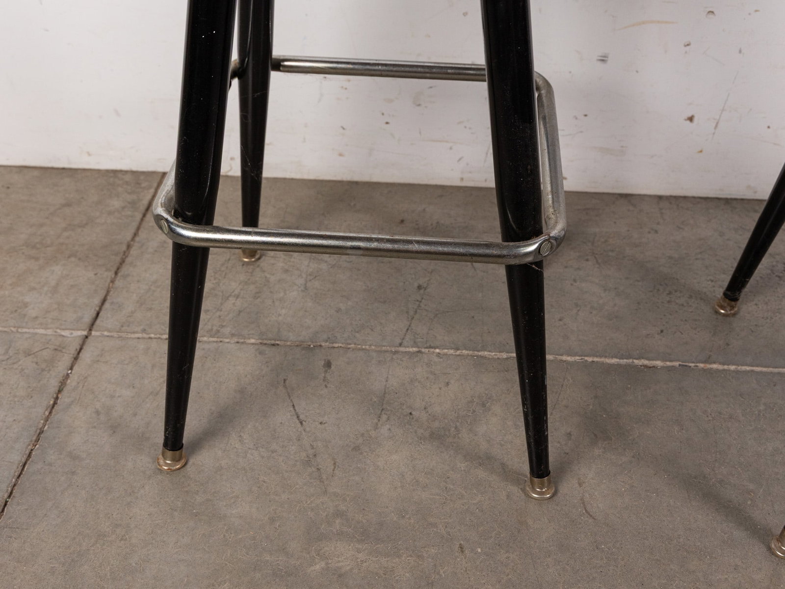 Two Mid Century Modern Black & Chrome Bar Stools - 4
