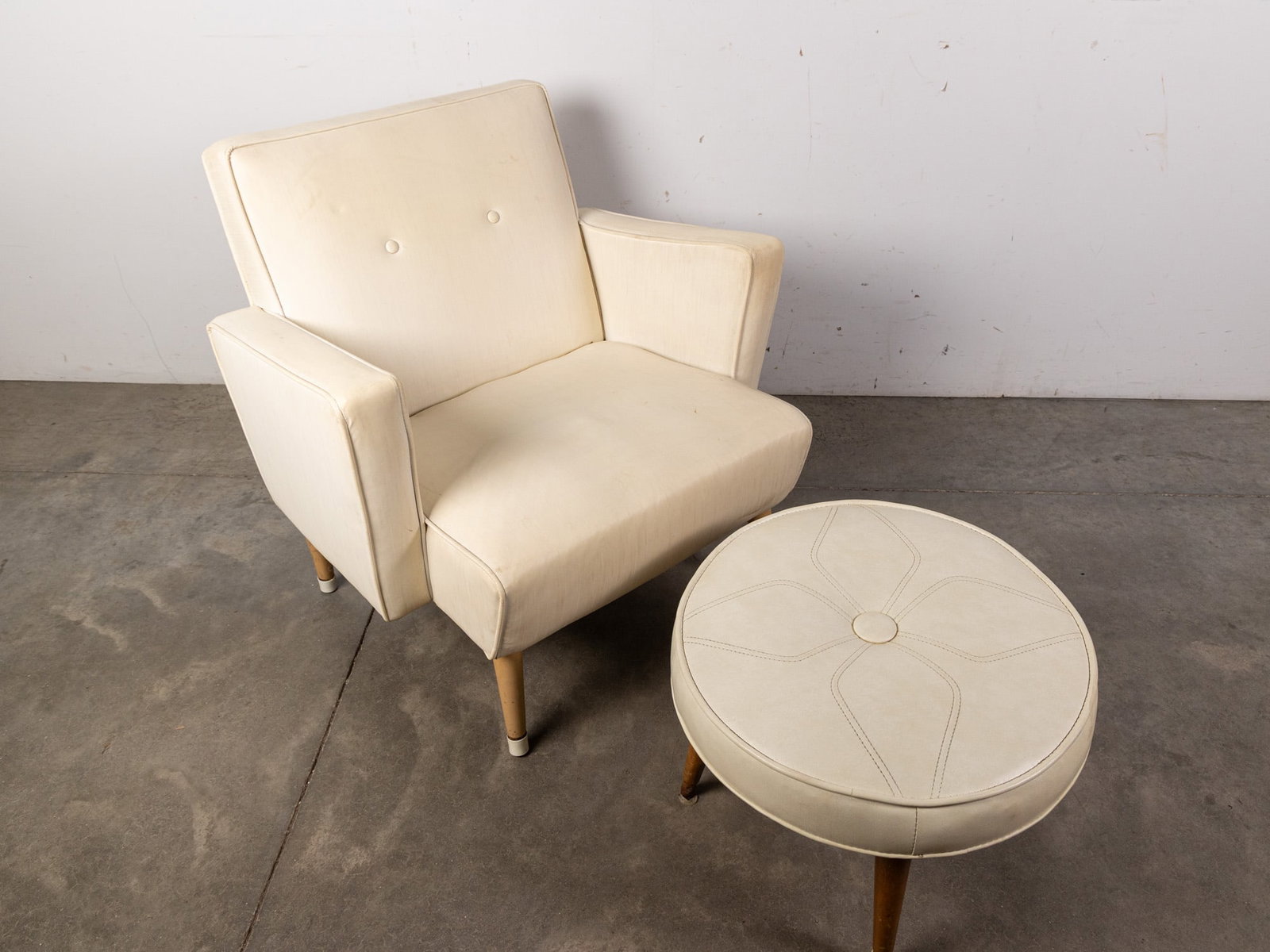 Mid Century Modern Arm Chair and Stool - 2