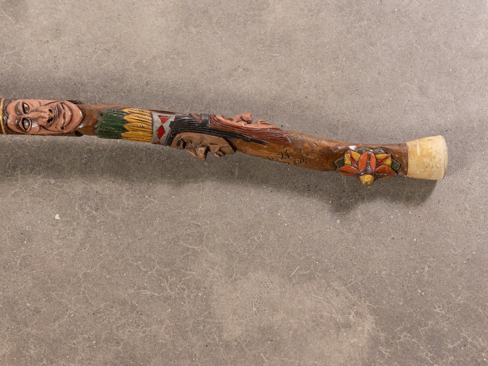 Carved Wooden Folk Art Cane/Walking Stick - 4