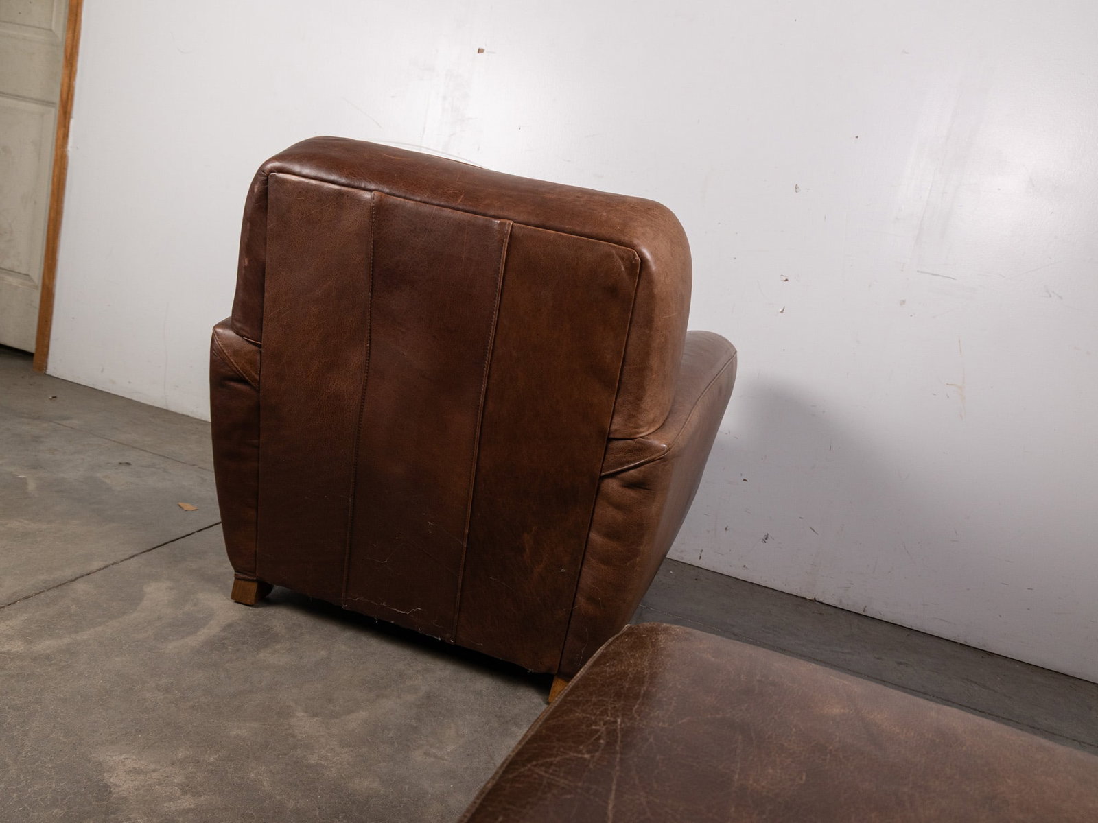 Mitchell Gold Brown Leather Club Chair and Ottoman - 7