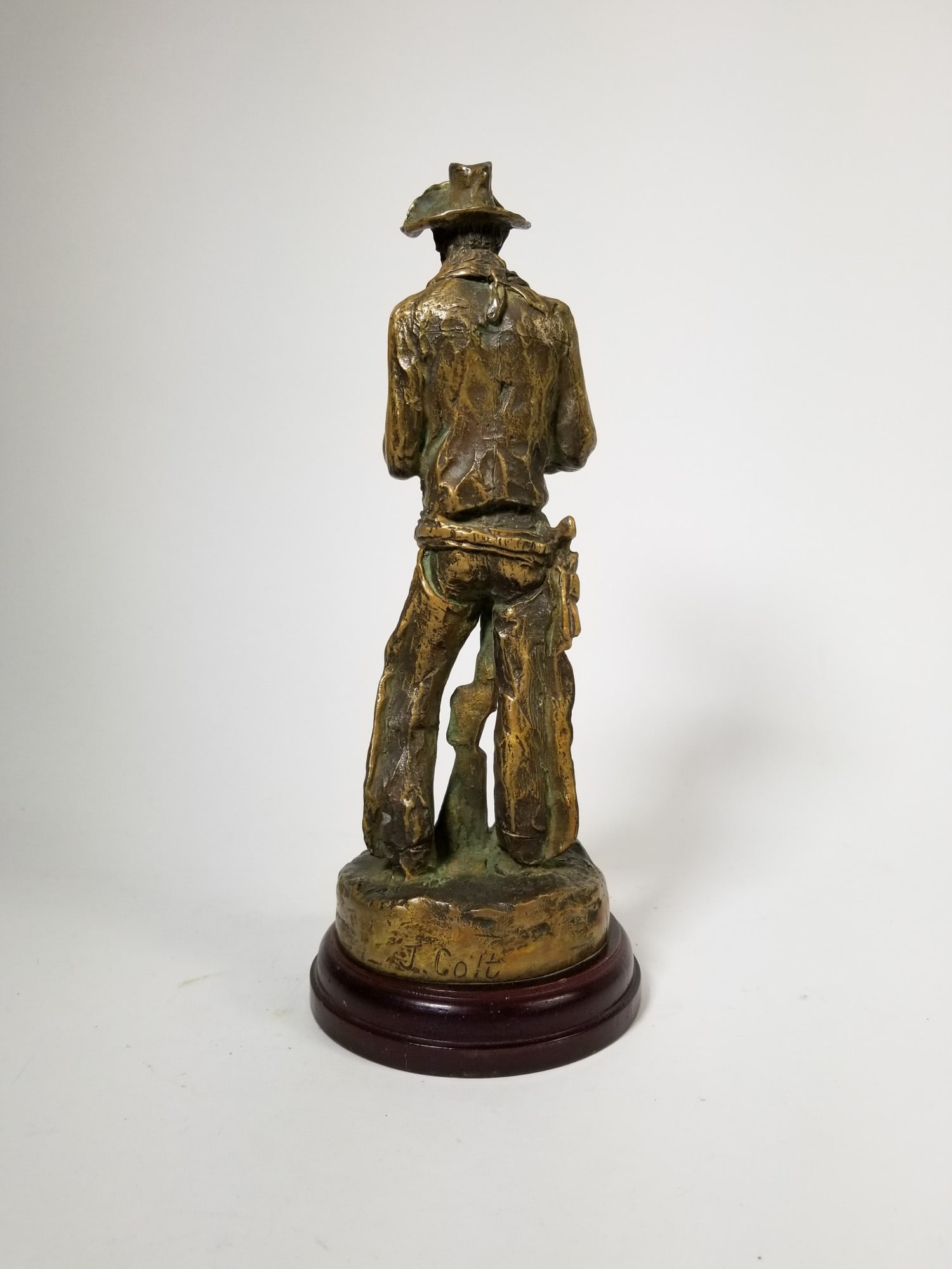 Bronze Figural Sculpture of a Cowboy, Marked J. Colt - 2