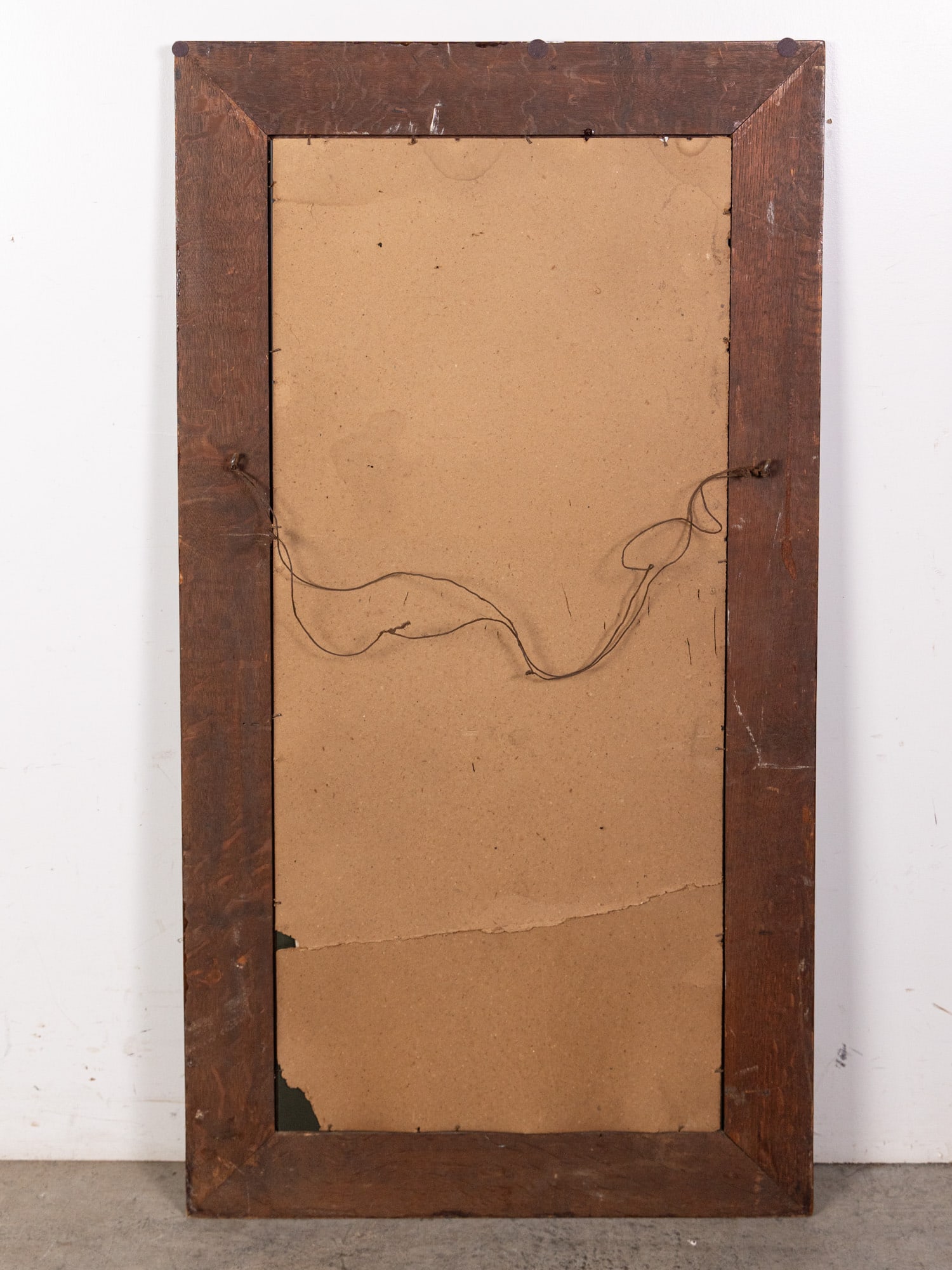 Antique Oak Frame Beveled Wall Mirror - 2