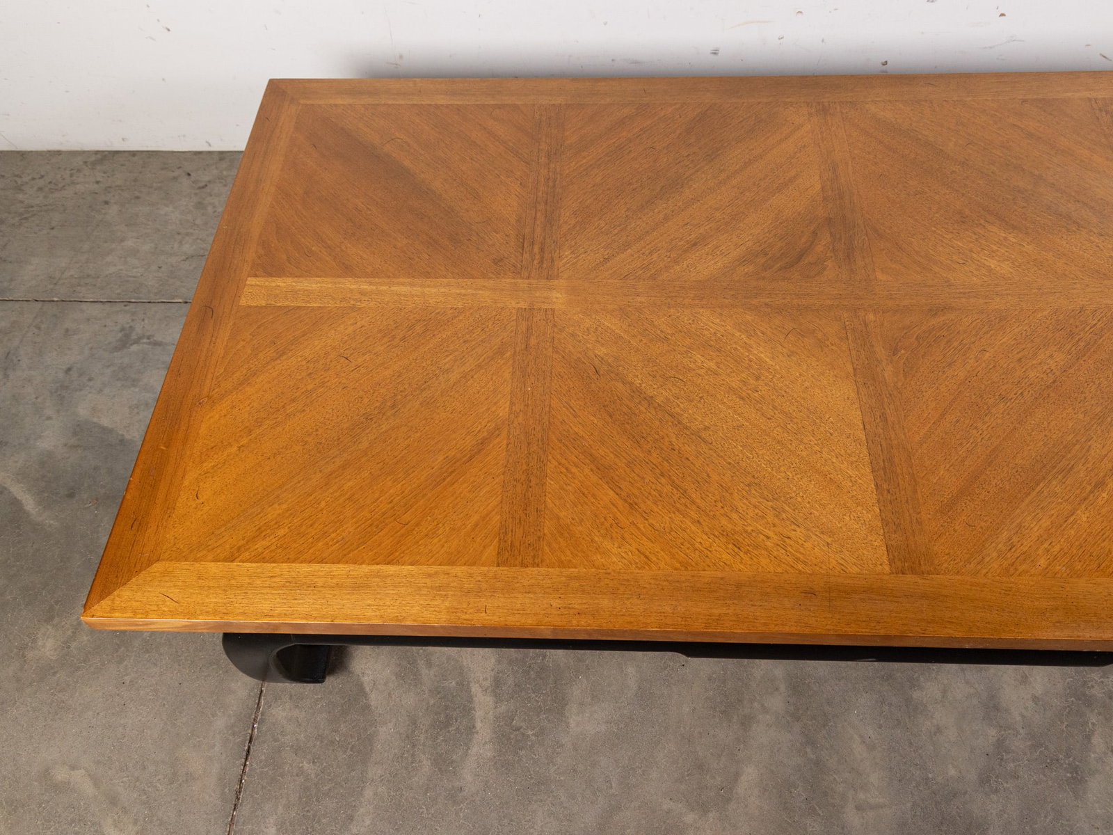 Asian Style Black Lacquer Parquet Top Low Coffee Table - 2
