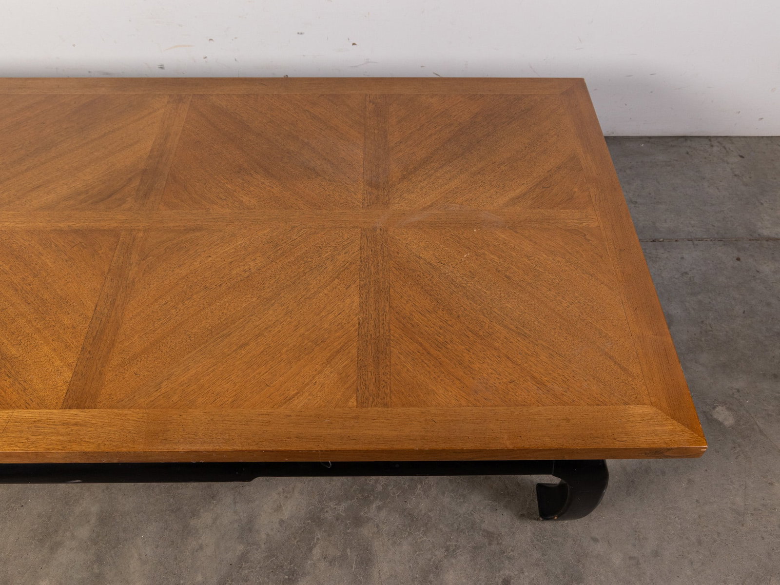 Asian Style Black Lacquer Parquet Top Low Coffee Table - 4