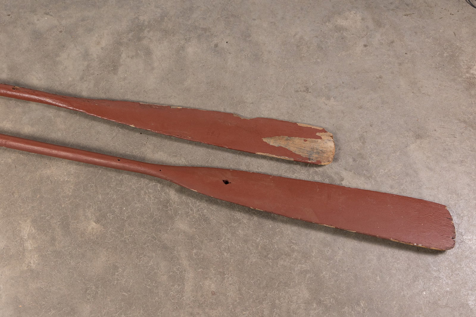 Antique Wooden Boat Oars w/ Age Worn Red-Painted Finish - 2