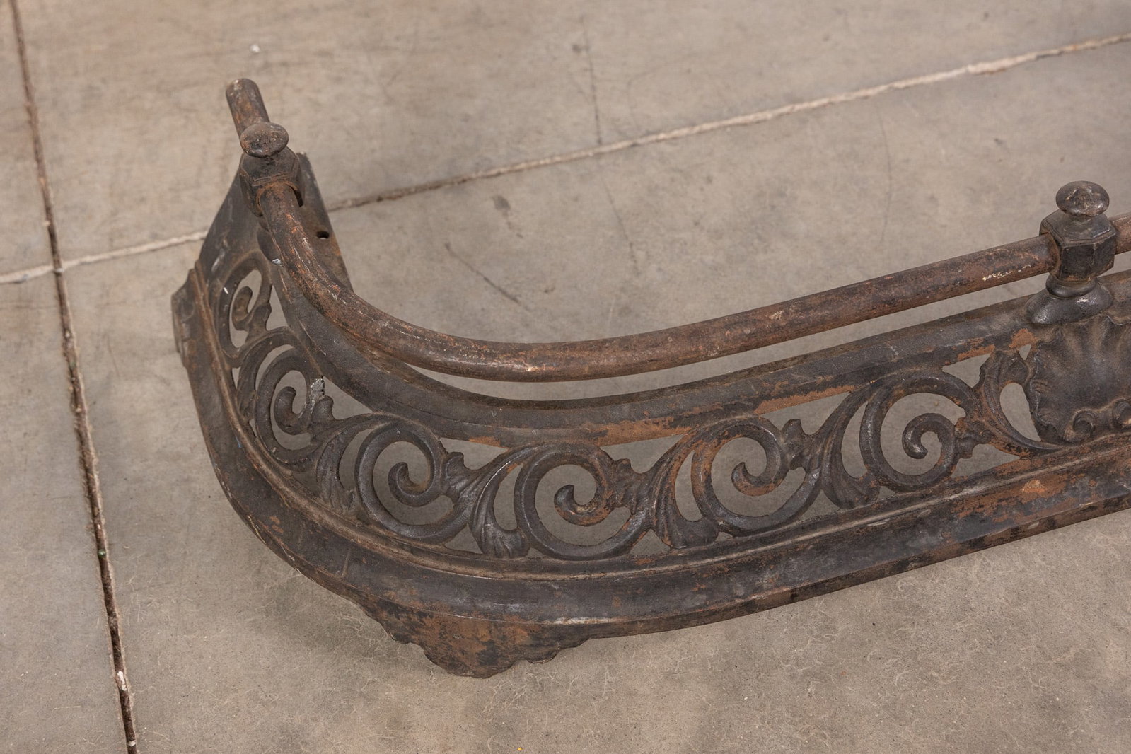 Antique Iron Fireplace Fender - 2