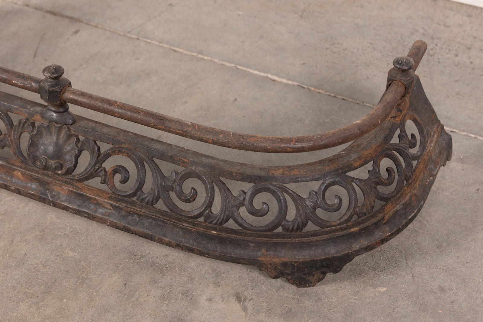 Antique Iron Fireplace Fender - 3