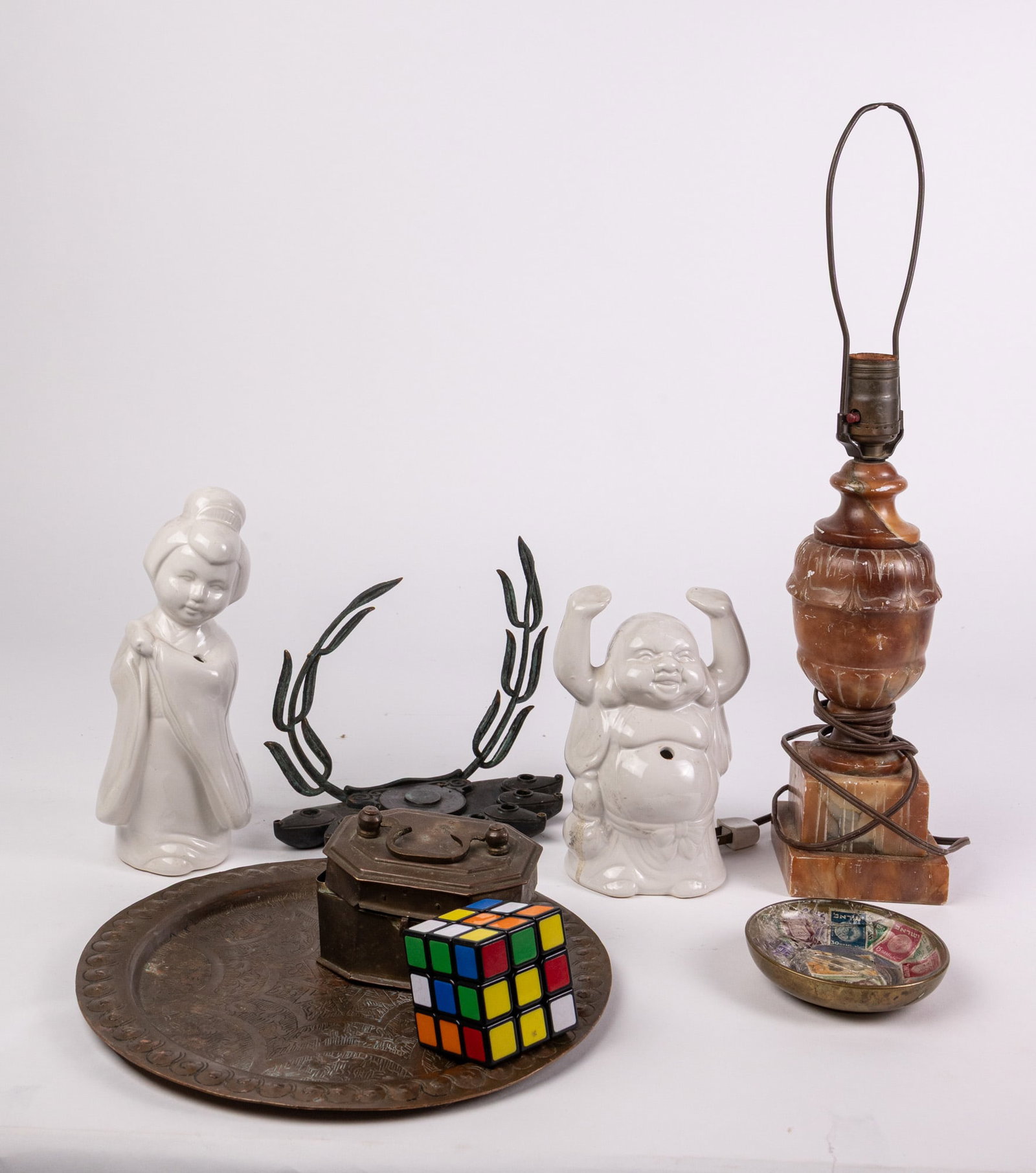Decor Assortment Lot Featuring Stone Table Lamp - 2