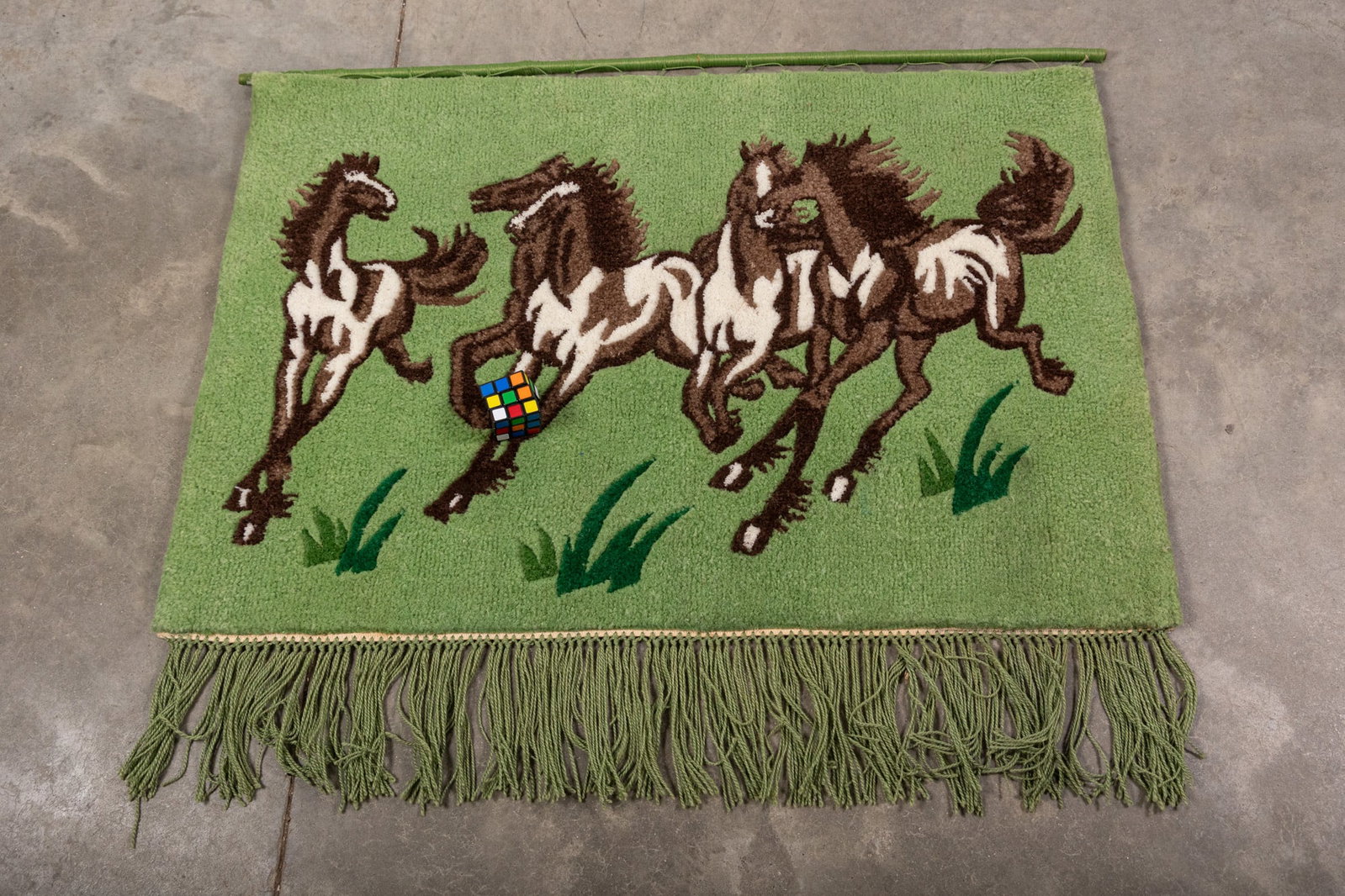 Vintage Folk Art Equestrian Wall Tapestry - 2
