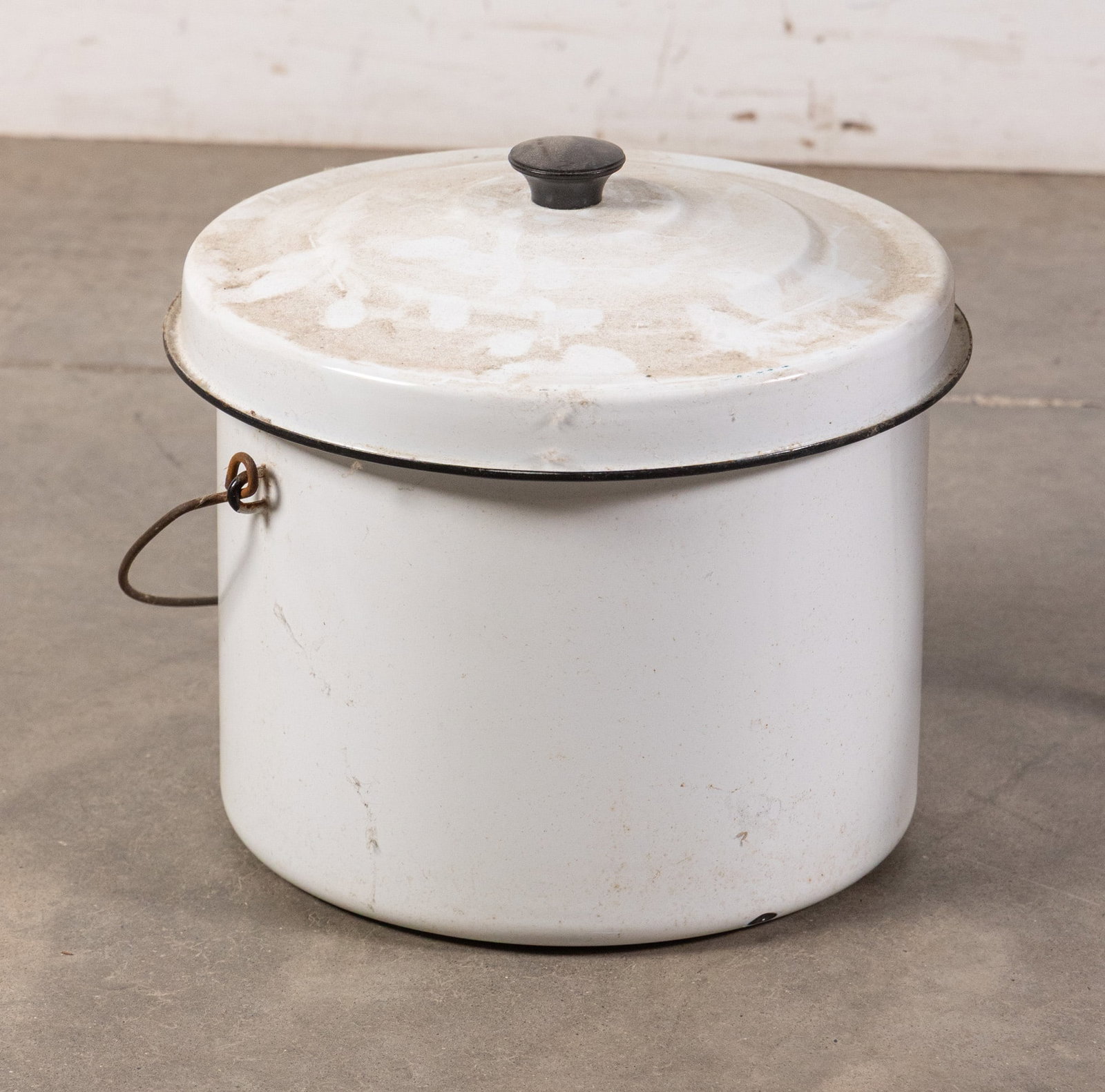 Primitive Firkin Table and Enamel Bucket - 2