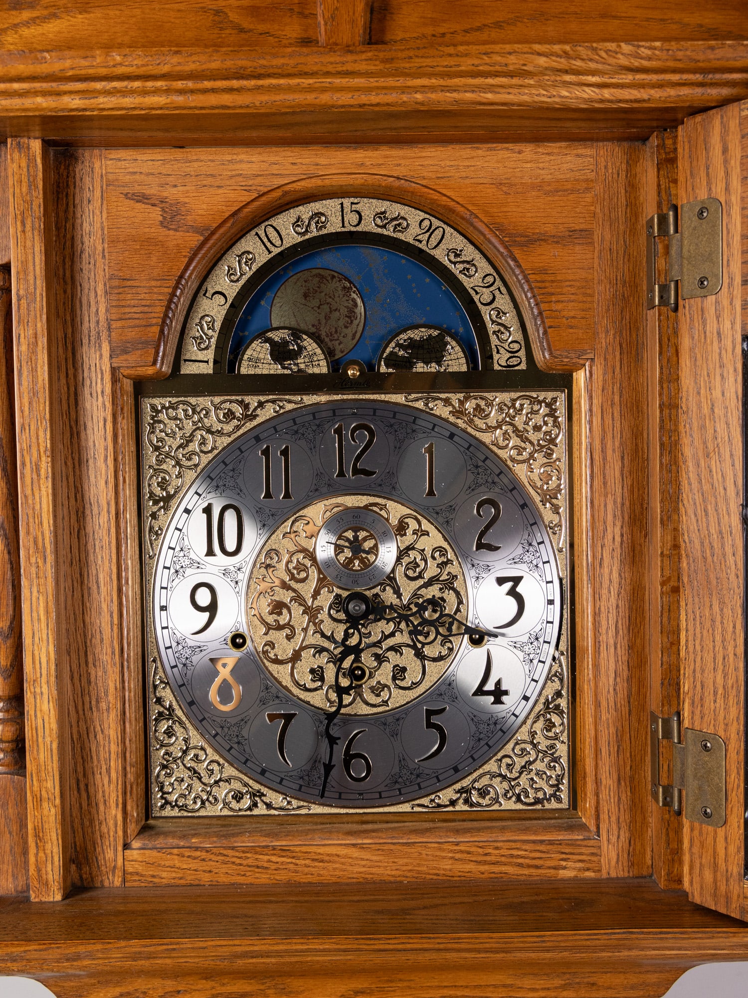 Vintage Hermle Oak Tall Case Clock - 5