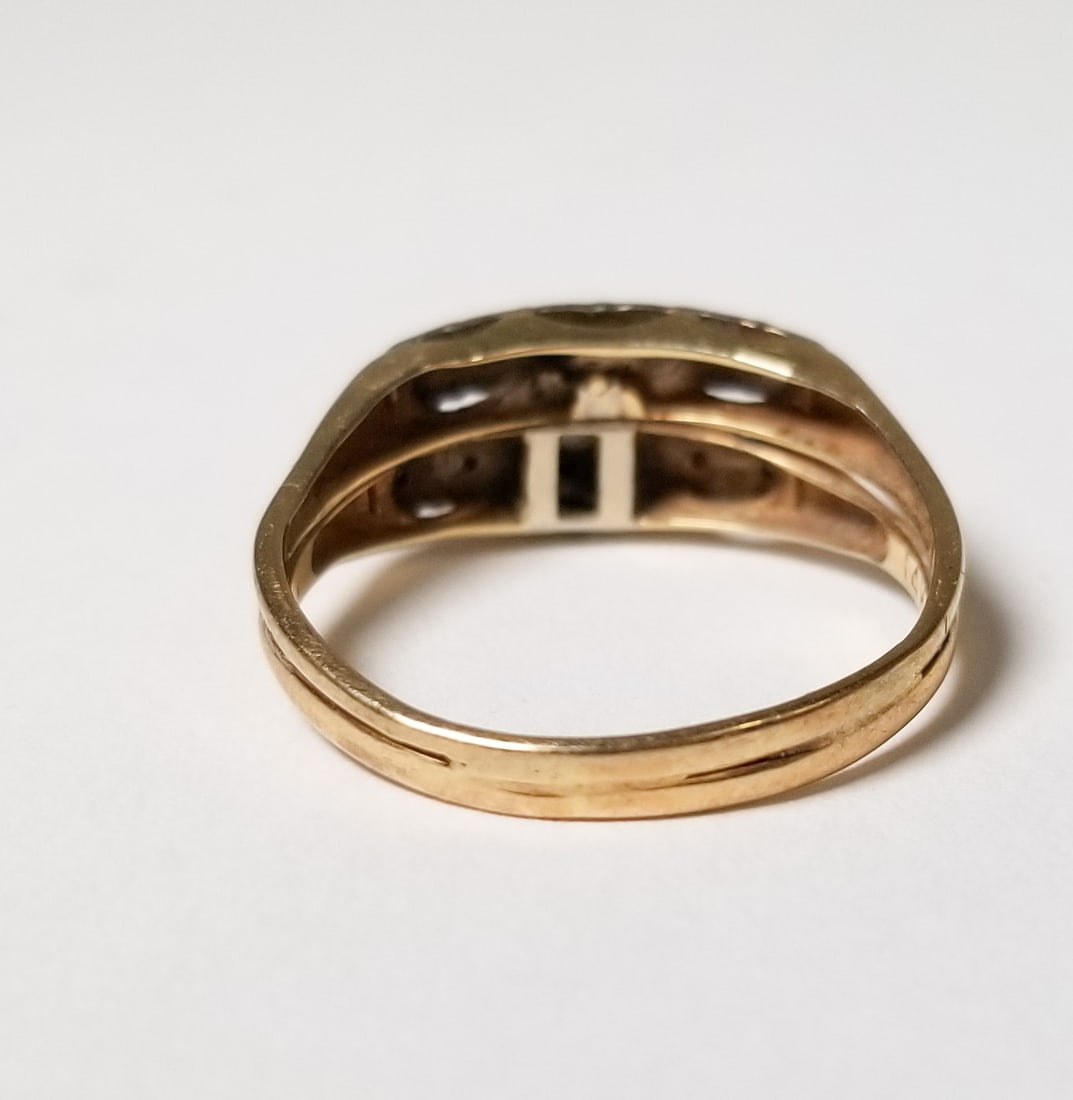 Ring Marked 14k with White Stones - 2