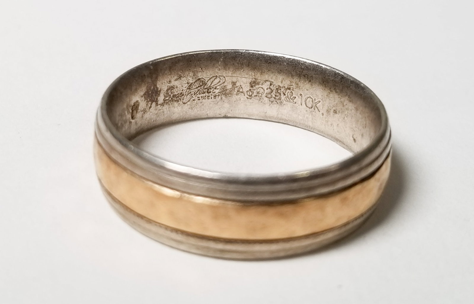 Two Tone Band Marked 925 and 10k - 2