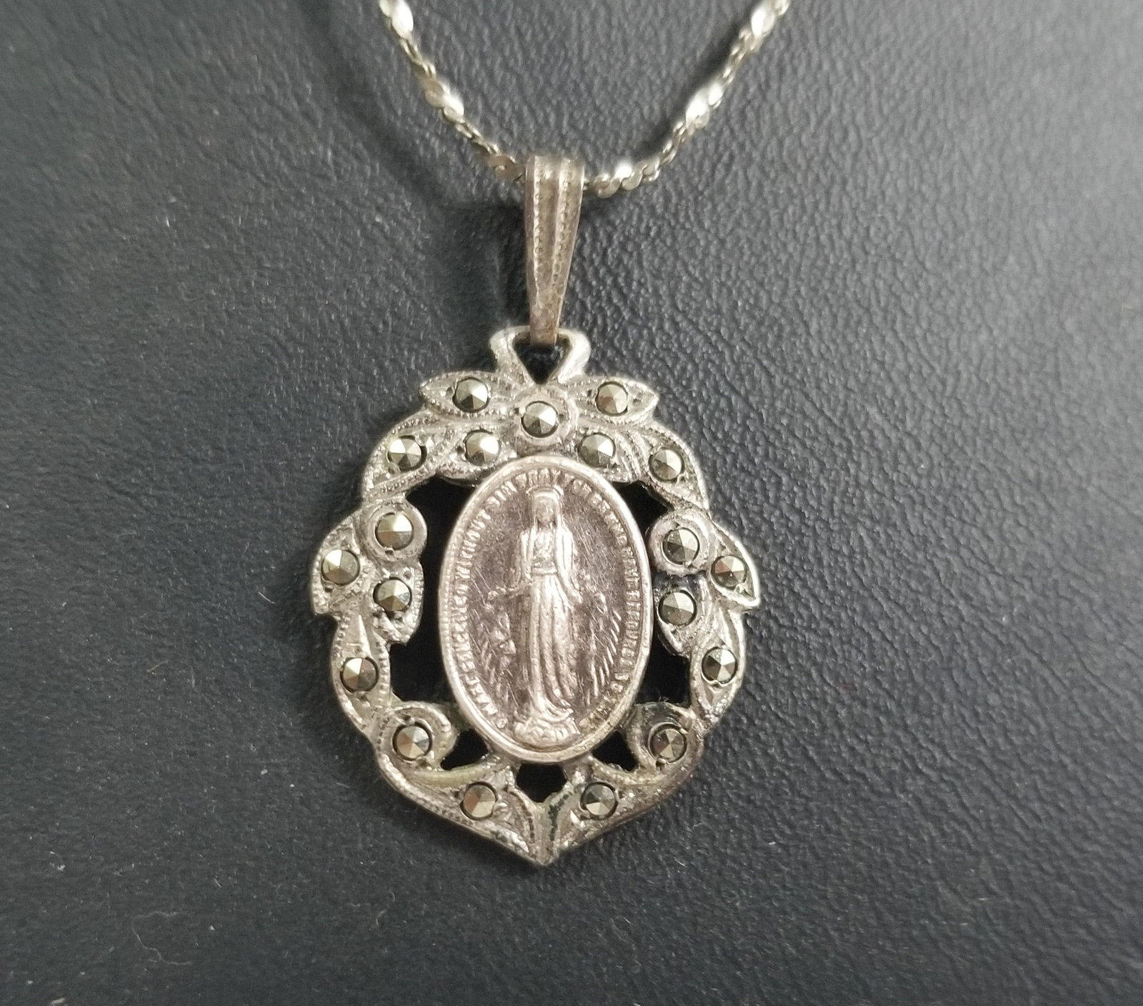 Scapular Necklace Marked Sterling - 2