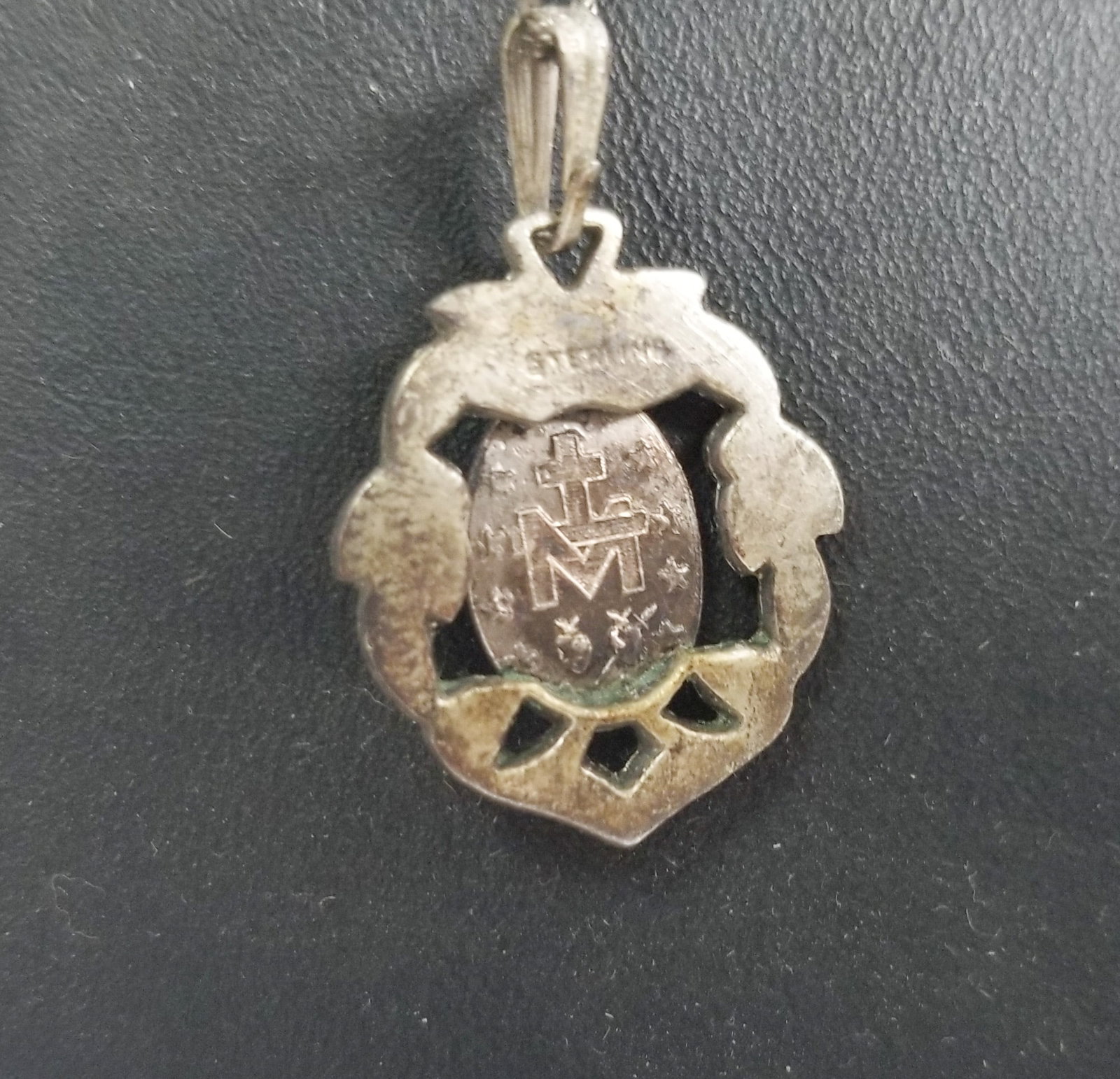 Scapular Necklace Marked Sterling - 3