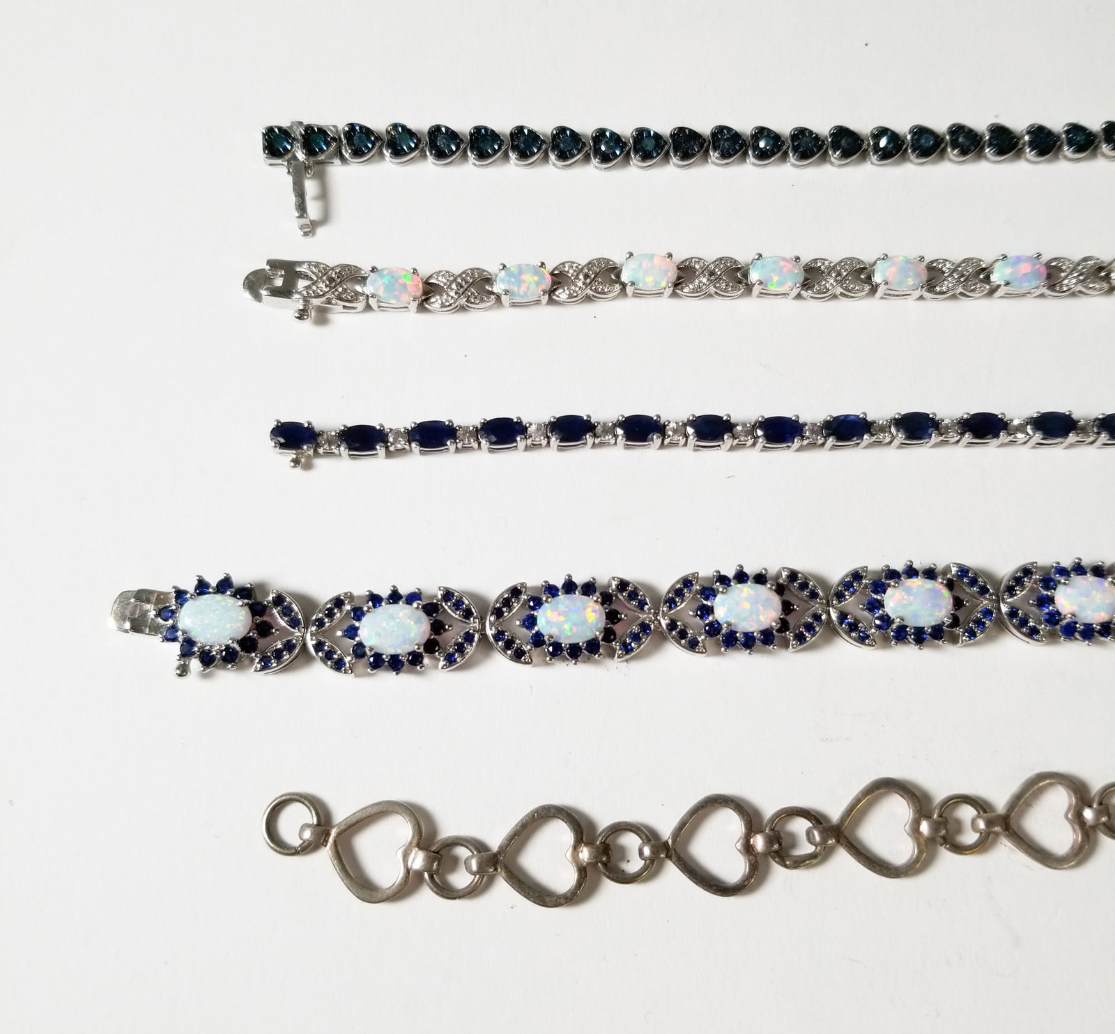 Five Bracelets Marked 925 set with Brilliant stones - 2