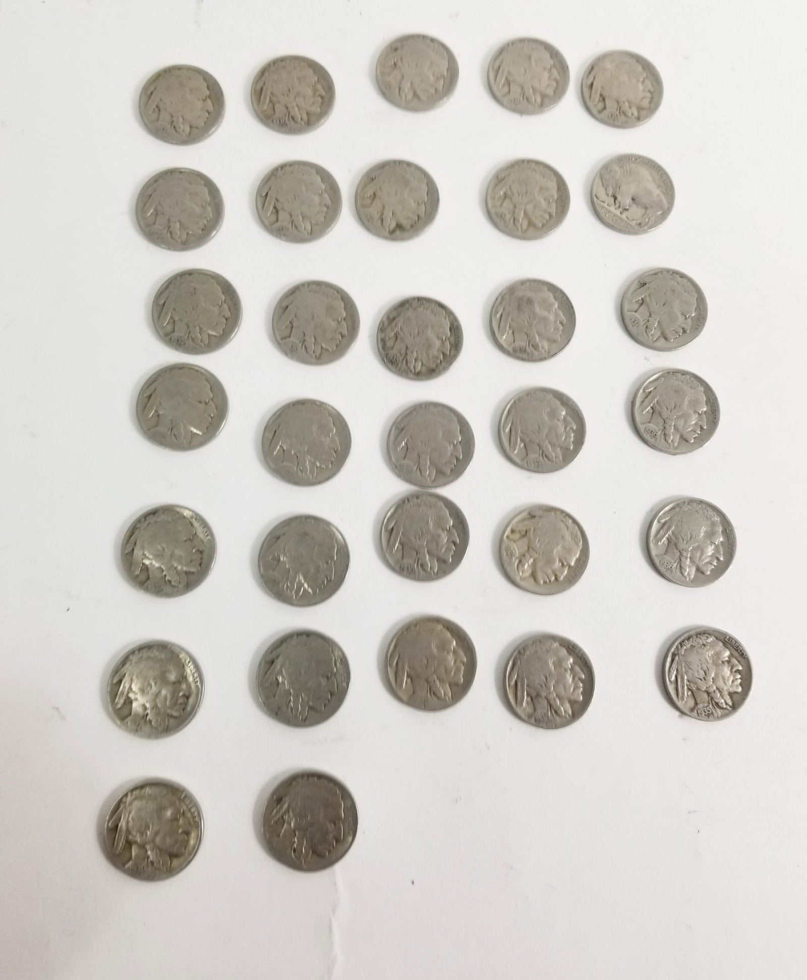 32 Buffalo Nickels with Visible Dates - 2