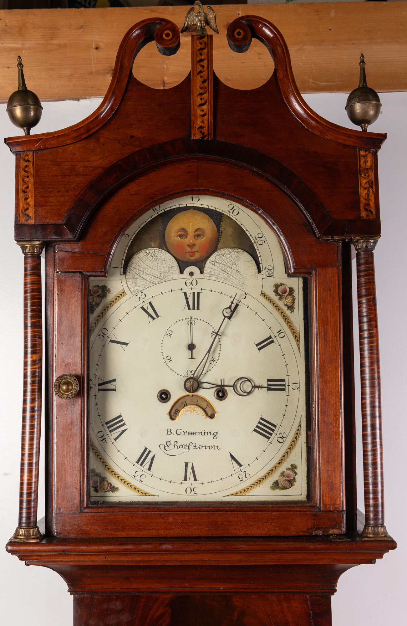 B. Greening, Sharptown, New Jersey Tall Case Clock c. 1790-1820 - 4