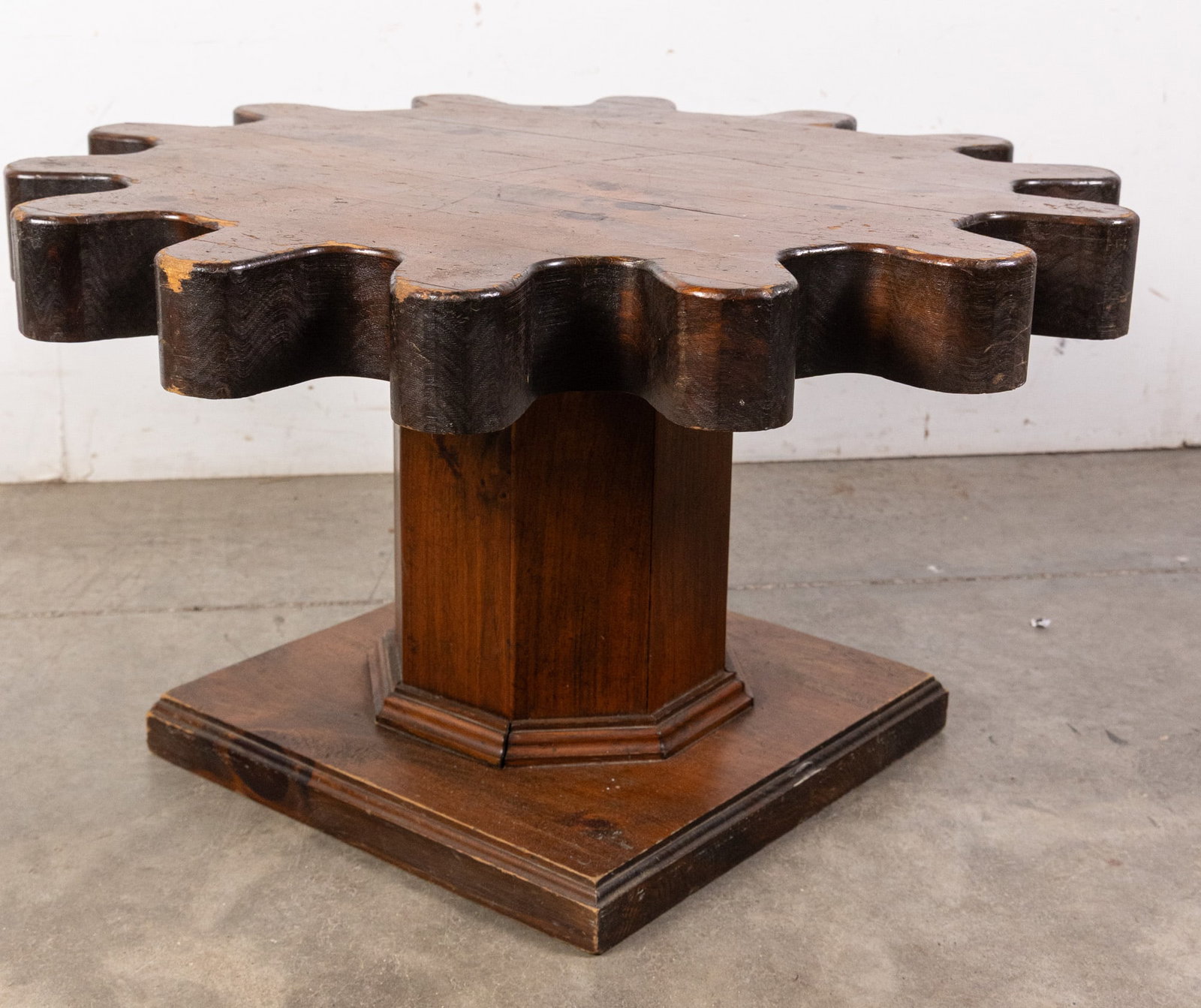 Unique Vintage Gear Shaped Accent Table - 4