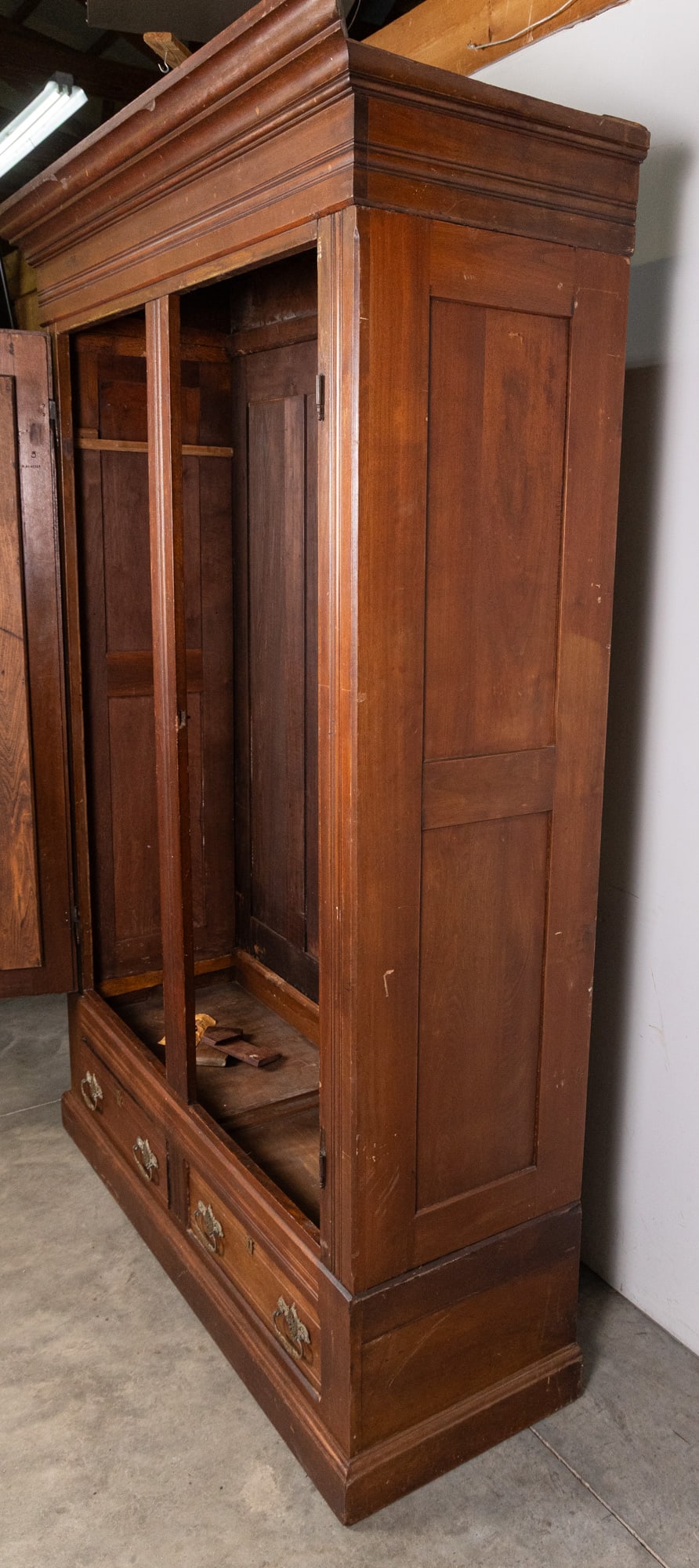 Antique Architectural Two-Door Mirrored Wardrobe - 8