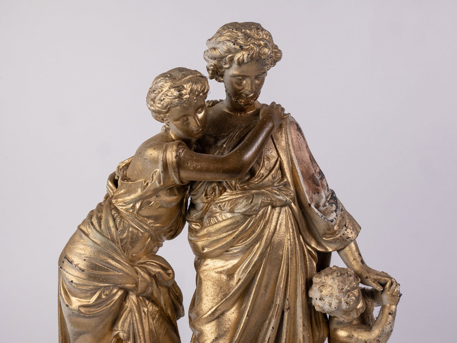 Antique Neoclassical Statue Depicting Man, Woman and Child - 2