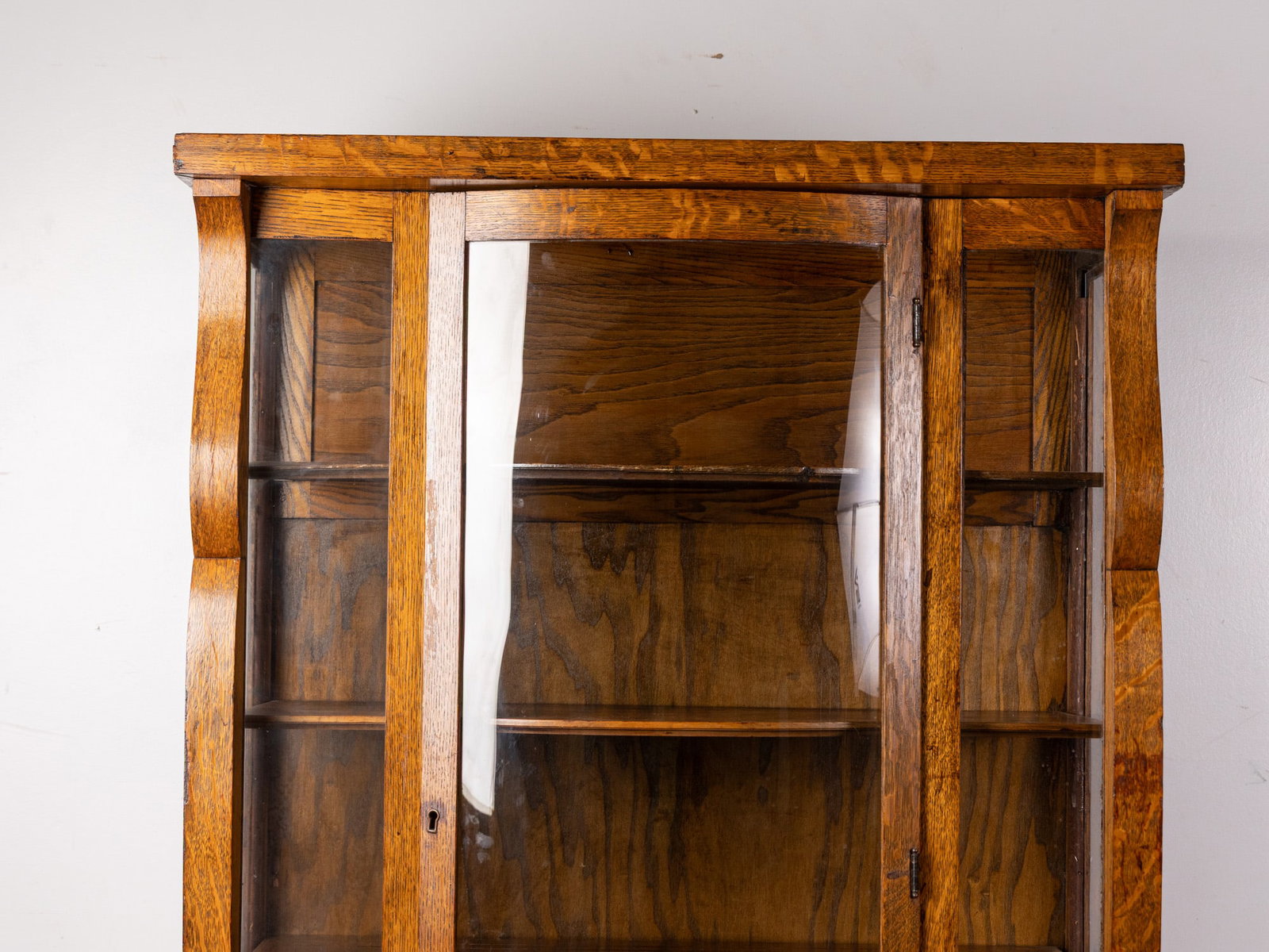 Antique Oak Glass Front Bookcase - 3