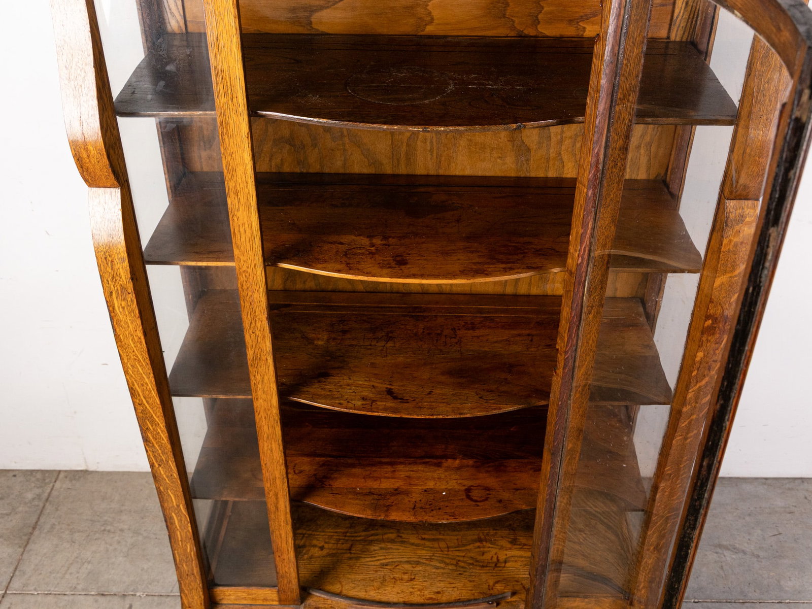 Antique Oak Glass Front Bookcase - 4