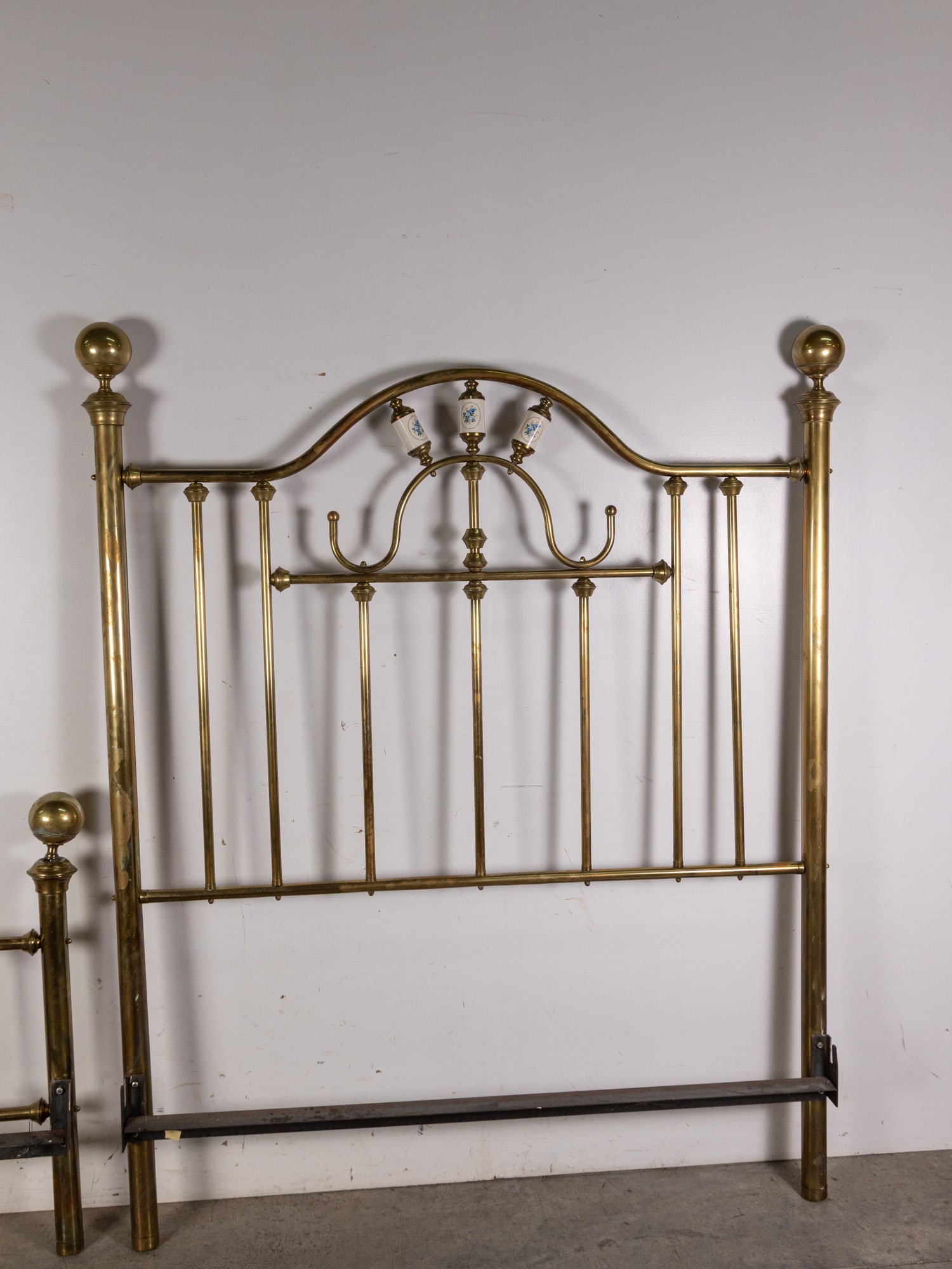 Vintage Brass Full Sized Bed Frame with Floral Accent - 2