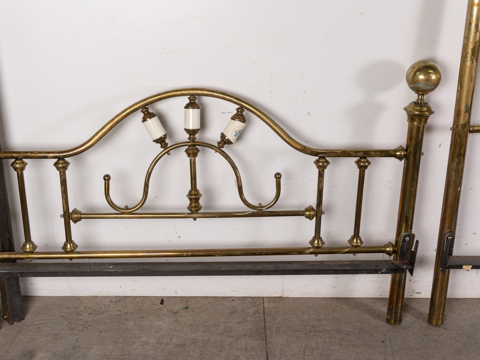 Vintage Brass Full Sized Bed Frame with Floral Accent - 4