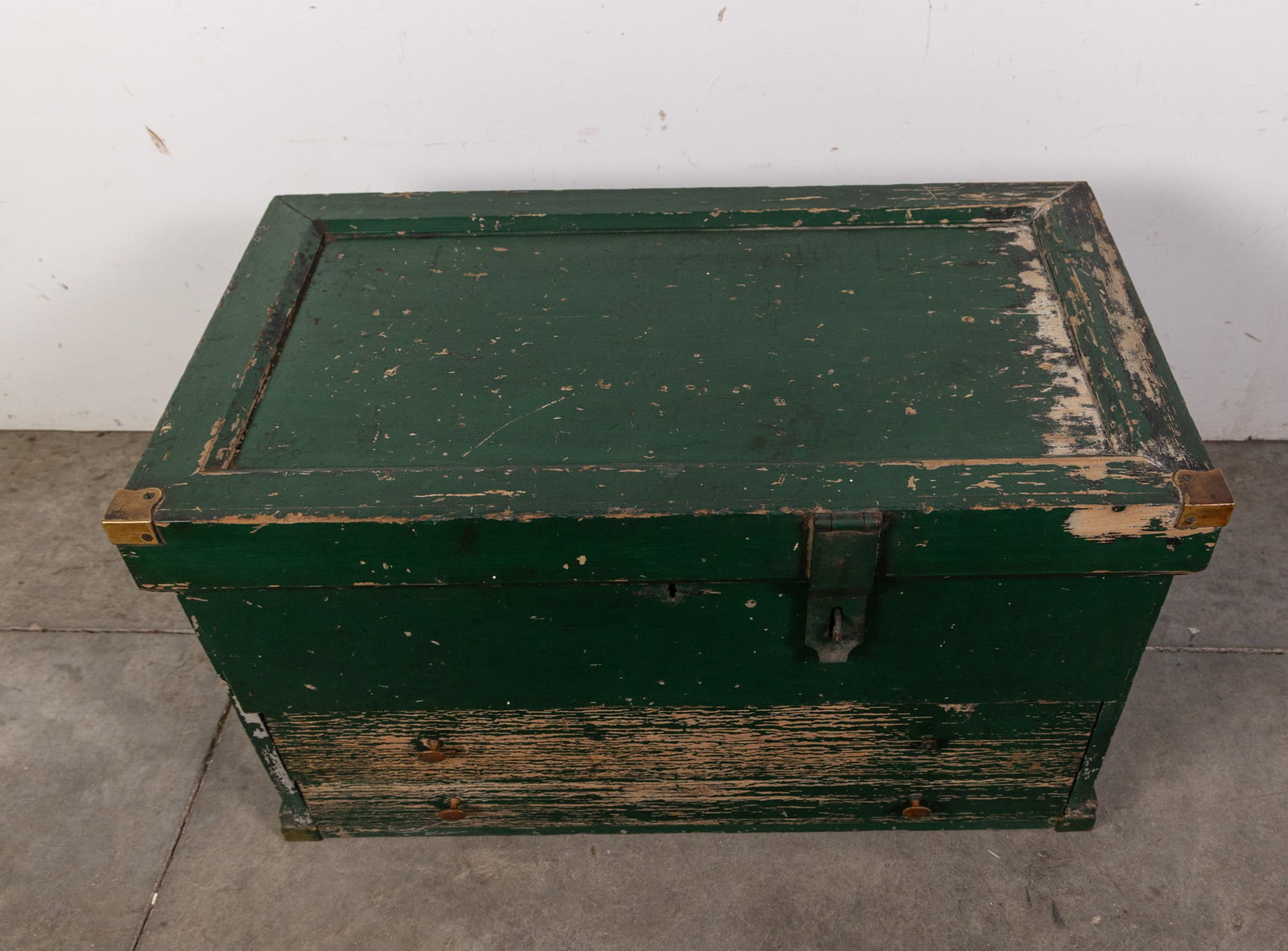 Antique Painted Wooden Storage Chest - 2