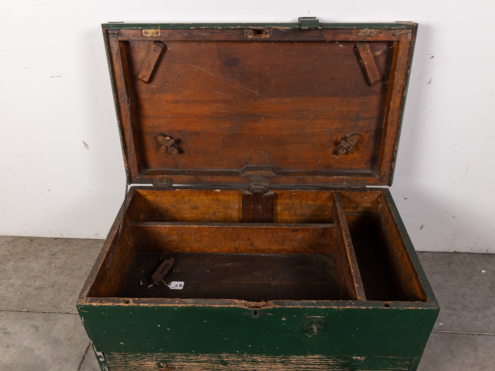 Antique Painted Wooden Storage Chest - 3