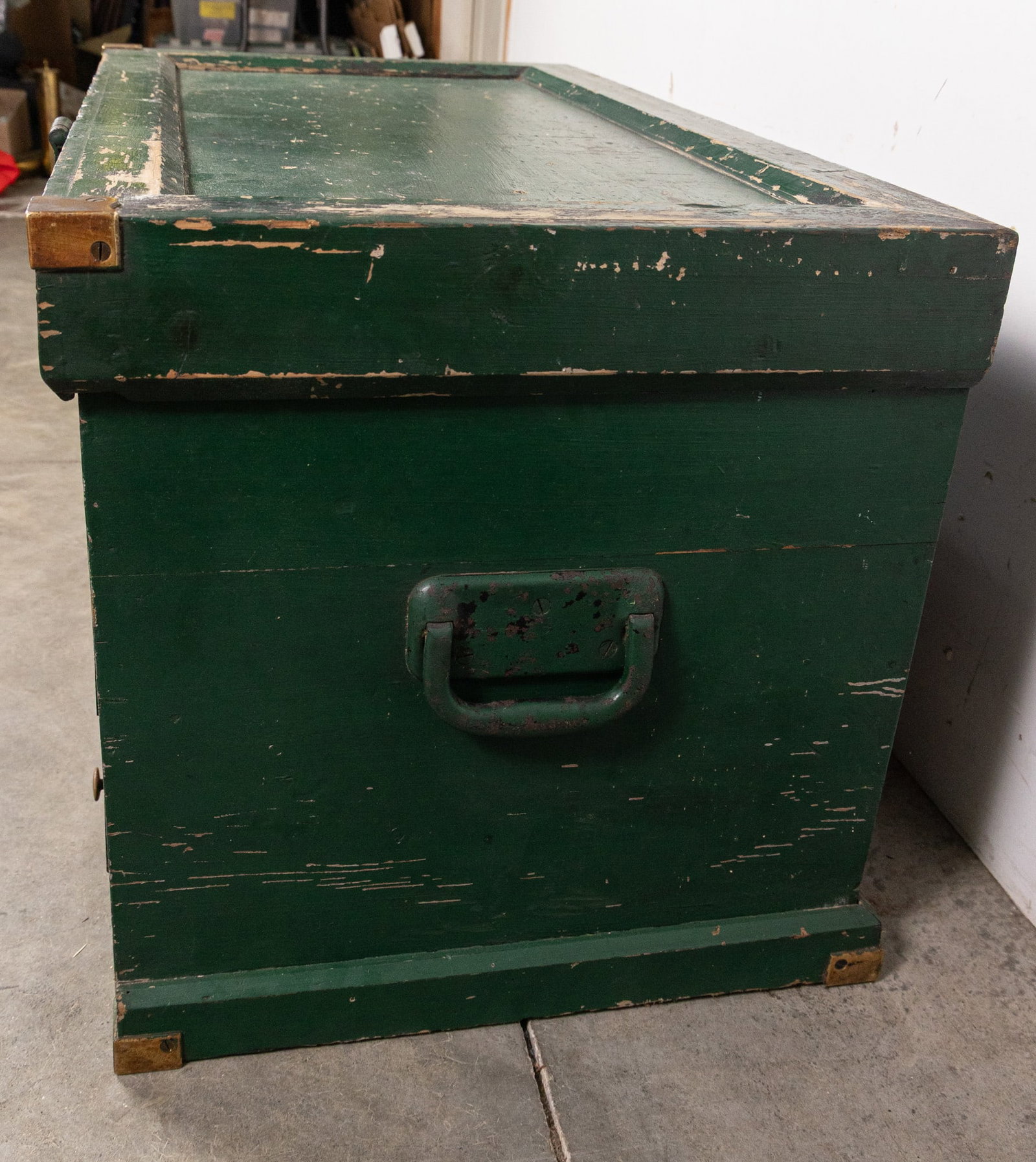 Antique Painted Wooden Storage Chest - 5