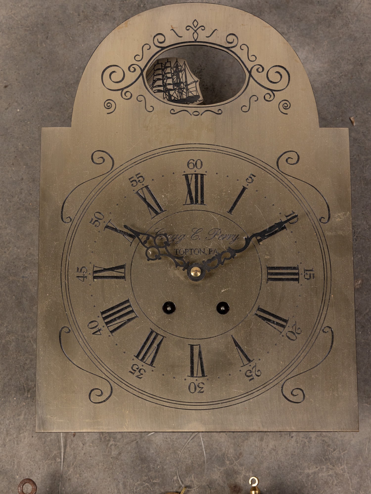 Gregg E. Perry Vintage Brass Clock Movement - 2