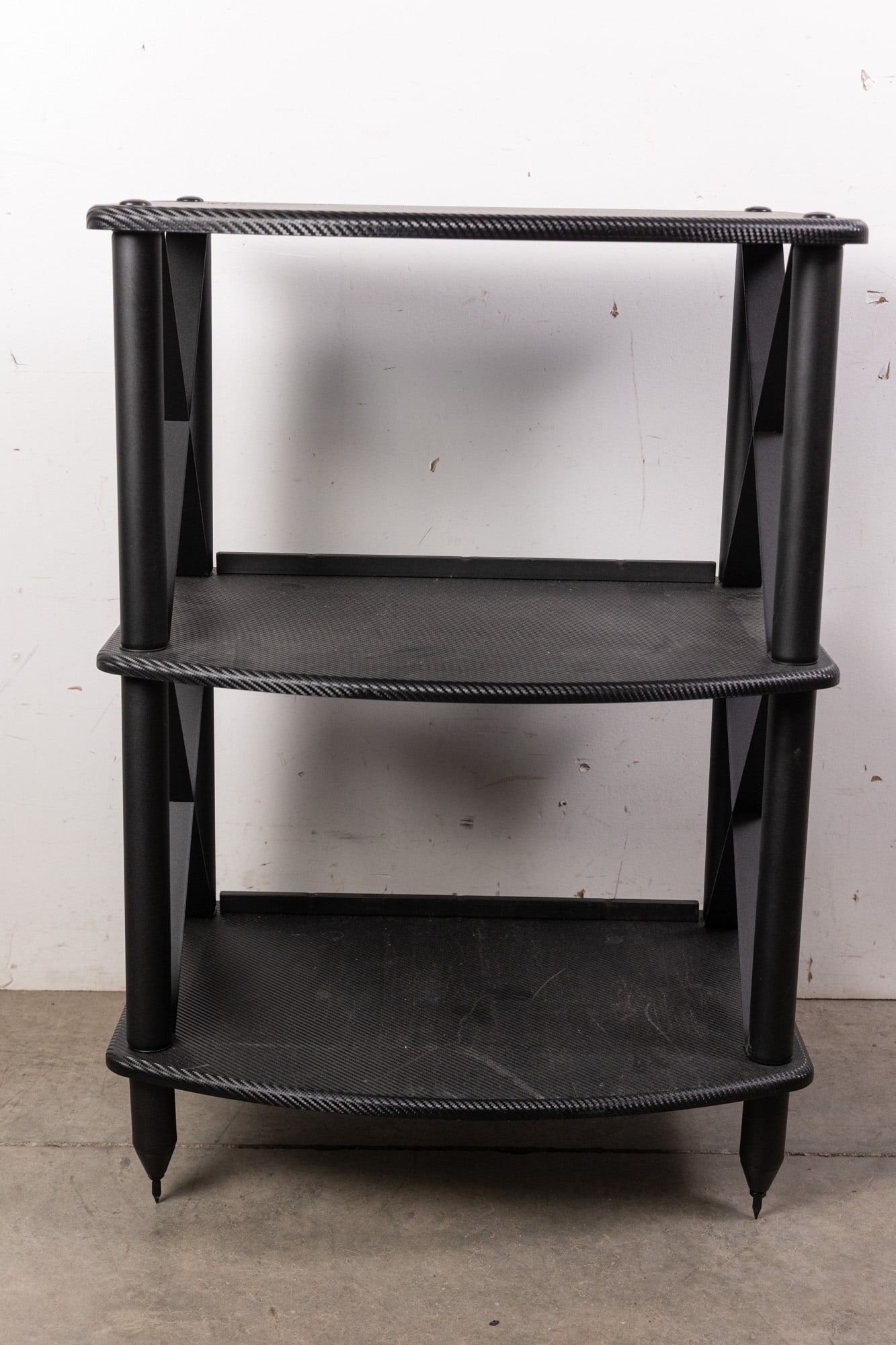 Black 3-Tier Carbon Fiber Vinyl Audio/Media Shelf: Black 3-Tier Carbon Fiber Vinyl Audio/Media Shelf Size 34" x 24" x 18" Literature Brooks Auction – Online Auction Terms & Conditions Contact: (856) 694-2960 | info@brooks.auction READ BEFORE