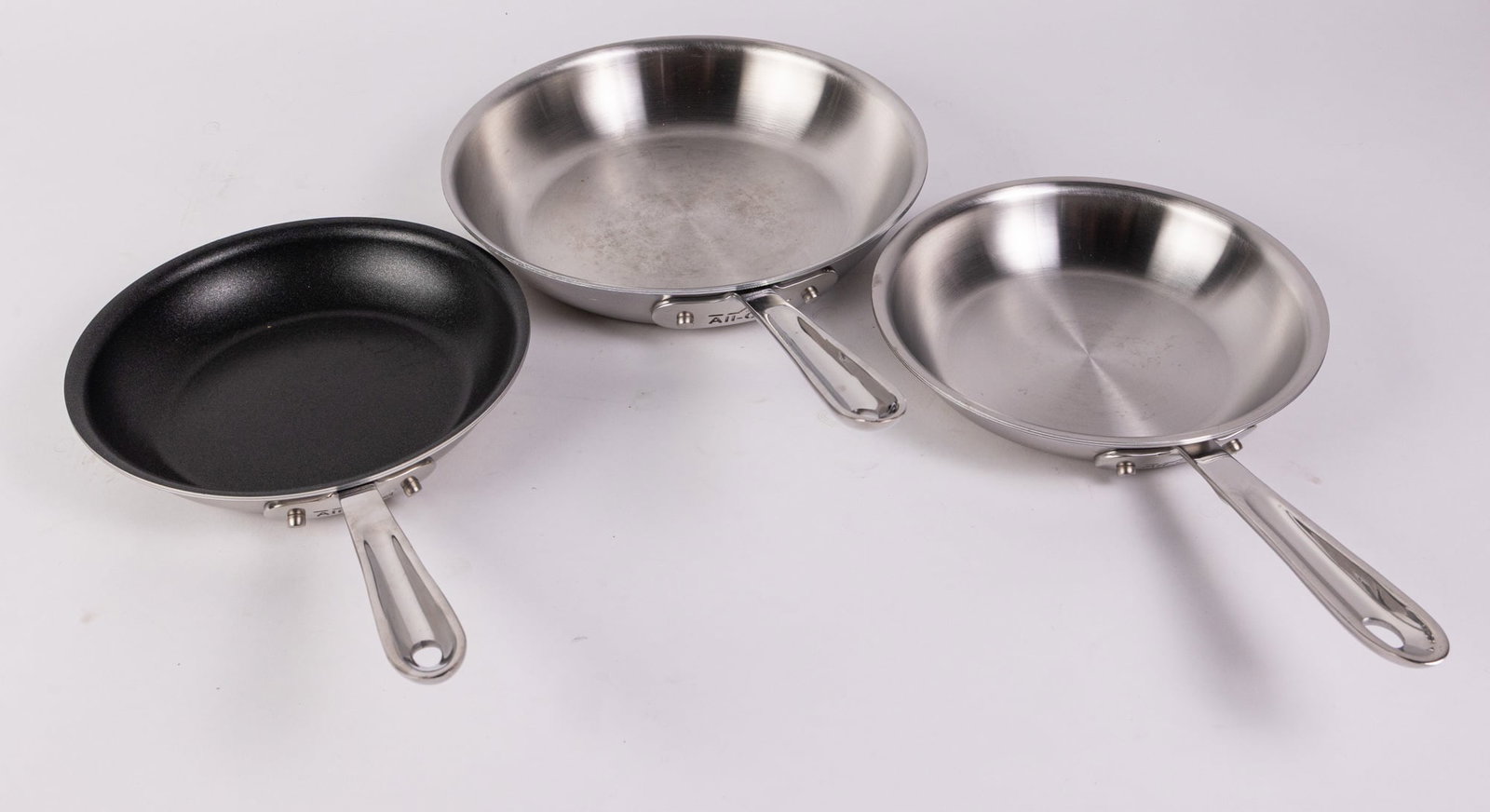 Set of Three All Clad Stainless Steel Frying Pans (1 of 7)