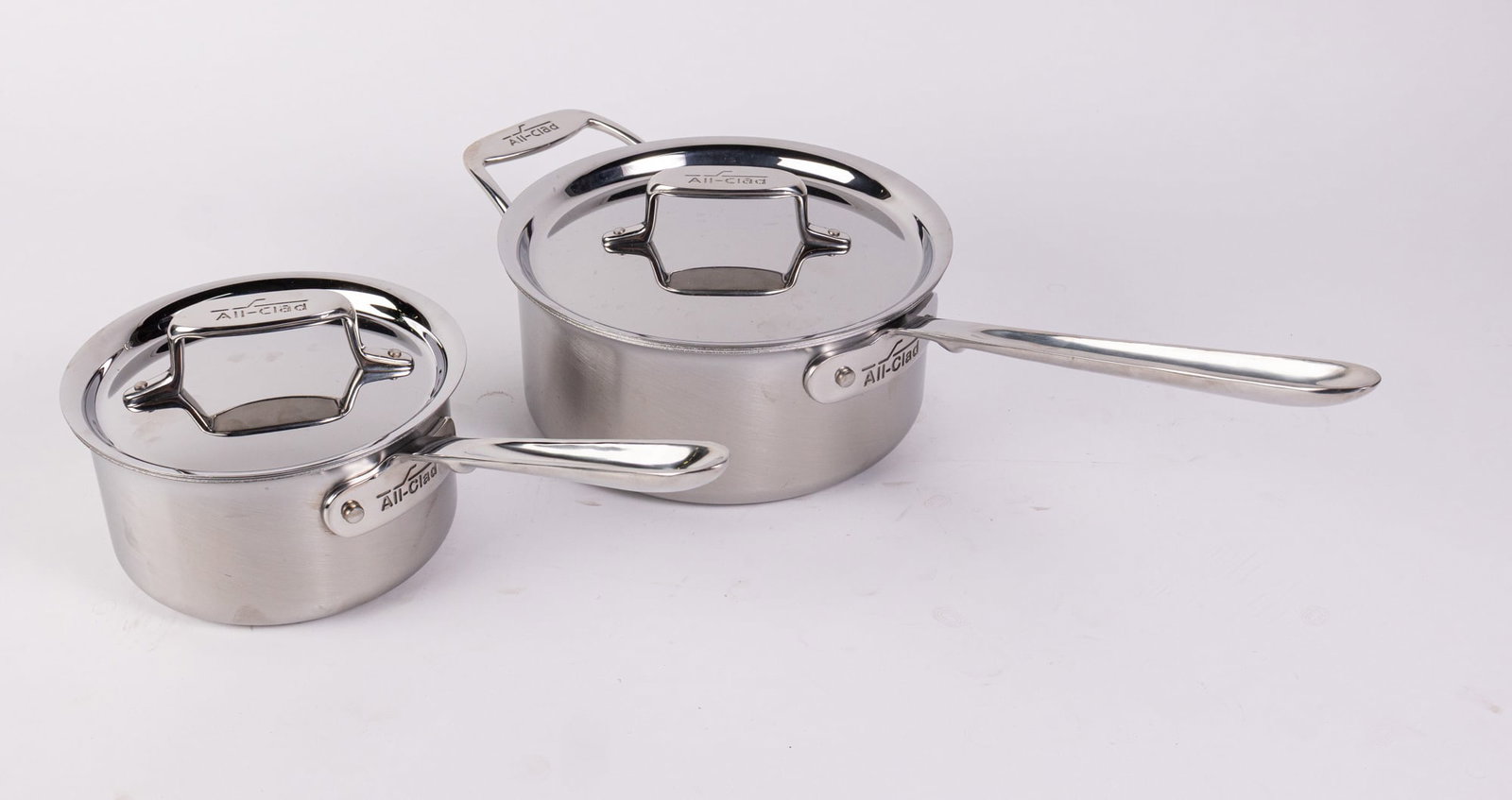 Two All Clad Stainless Steel Pots with Lids (1 of 6)