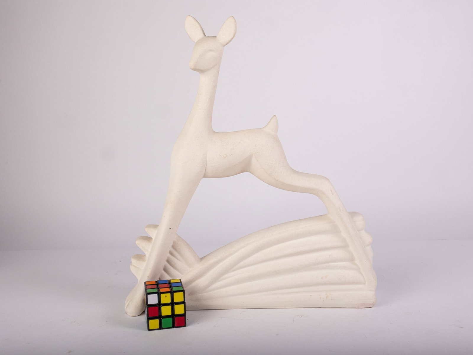 Mid Century Modern White Deer Sculpture - 2