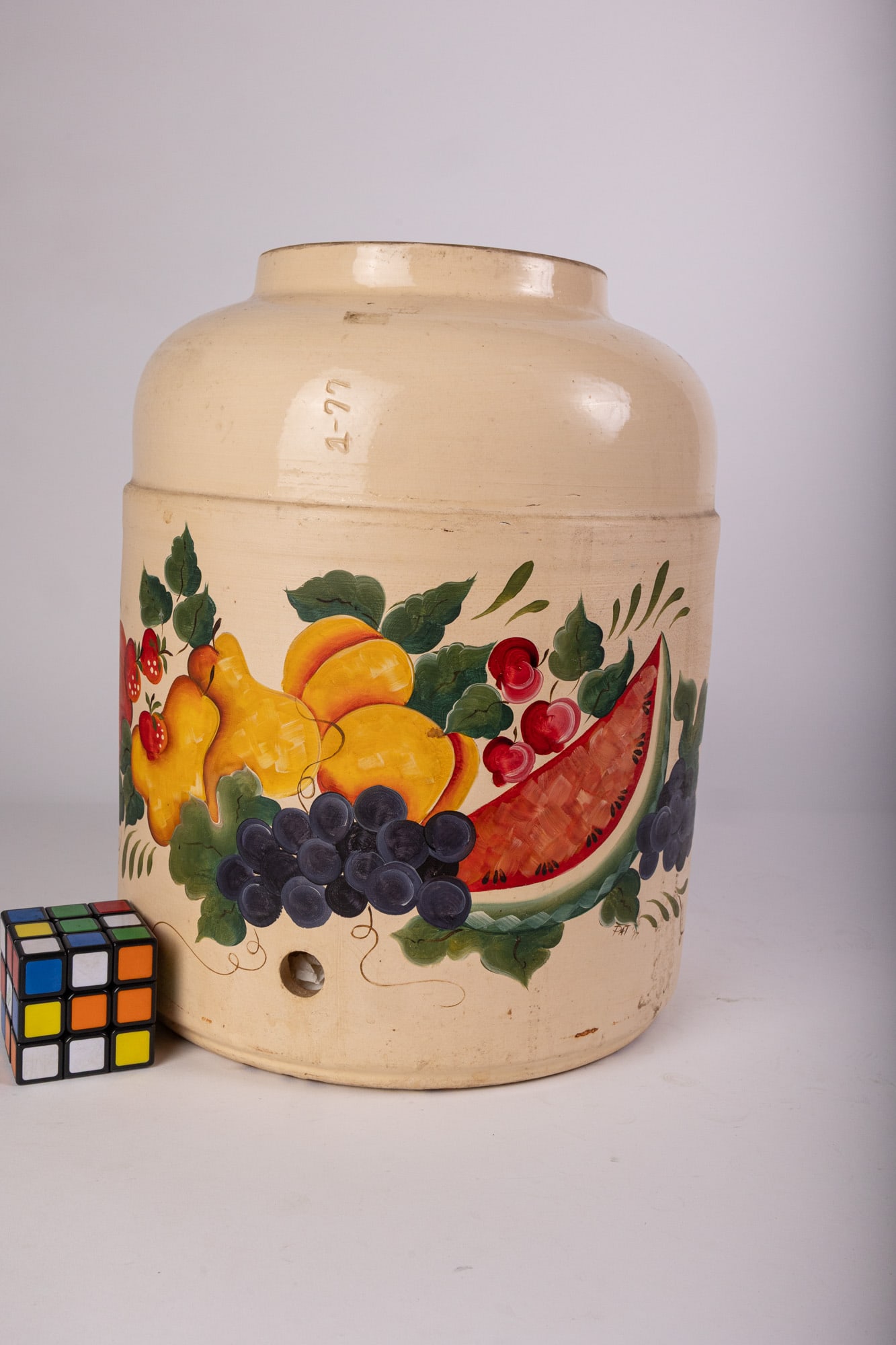 Large Stoneware Vessel with Painted Fruit Motif - 2