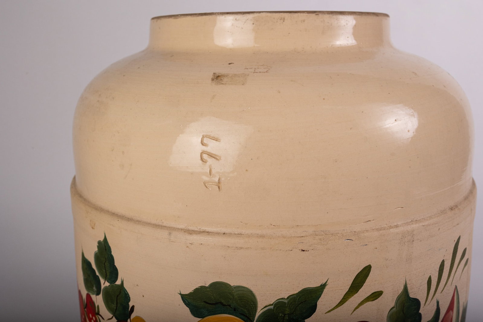 Large Stoneware Vessel with Painted Fruit Motif - 3