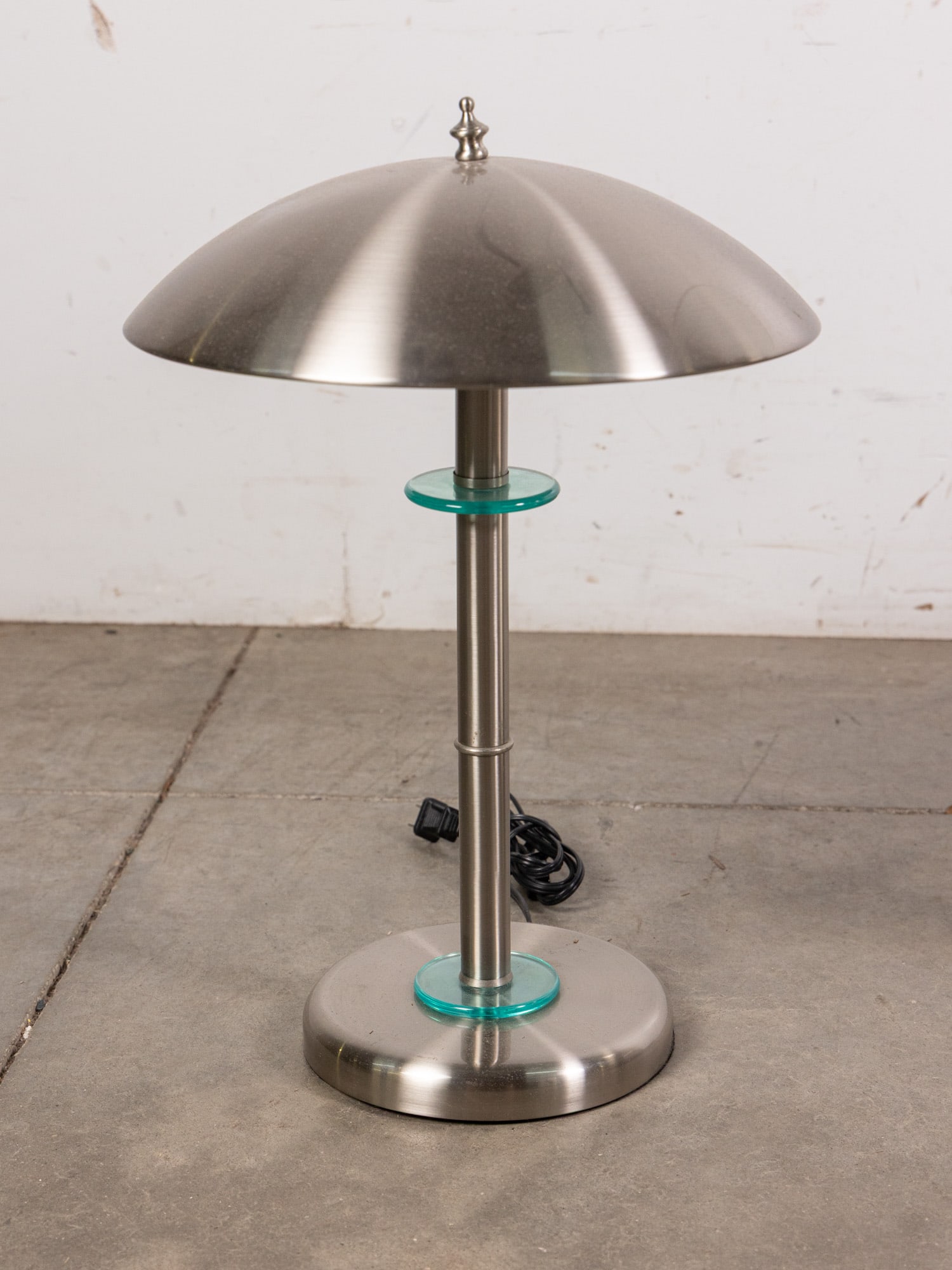 Post Modern Brushed Chrome and Glass Table and Lamp - 2