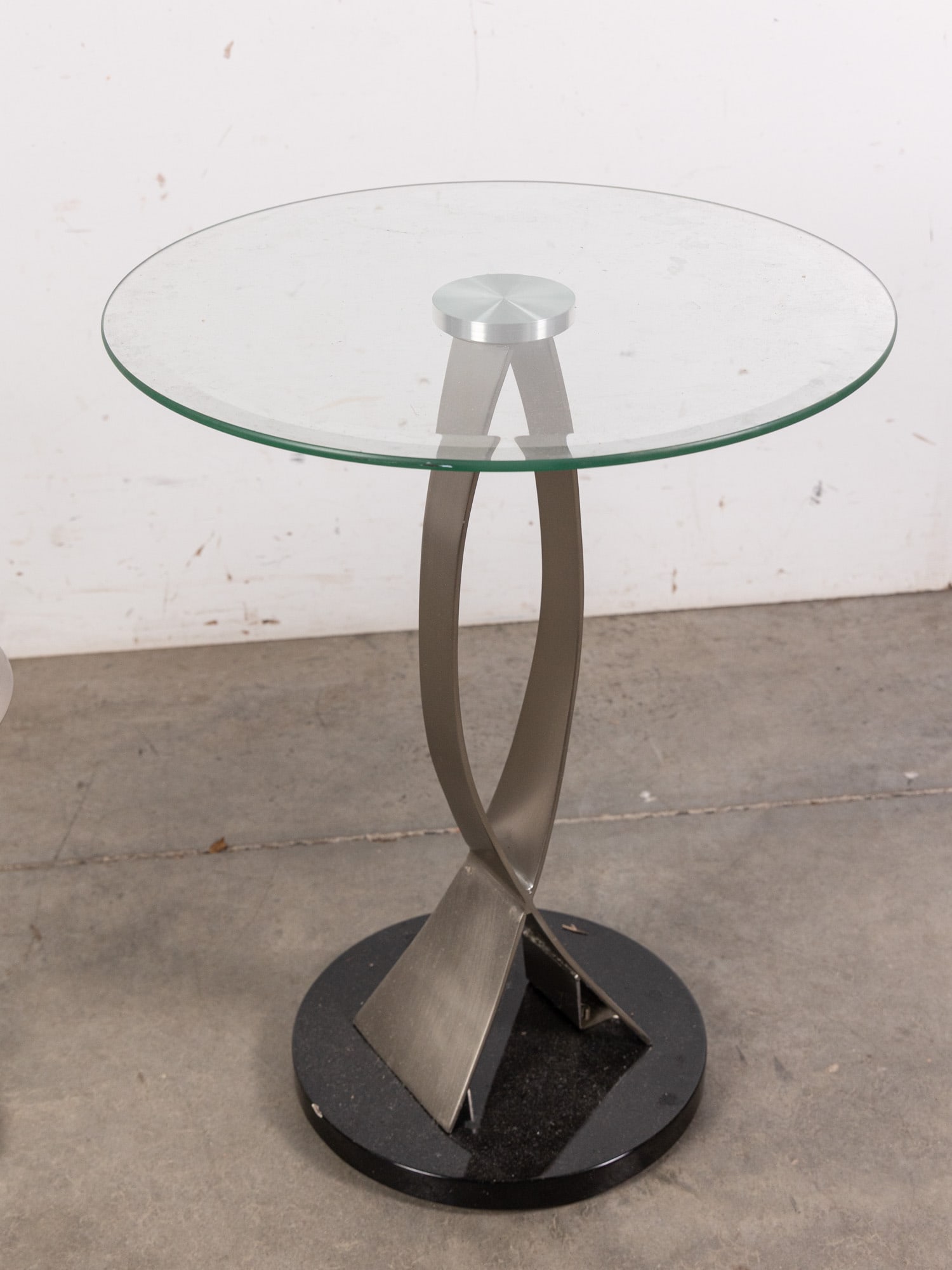 Post Modern Brushed Chrome and Glass Table and Lamp - 3