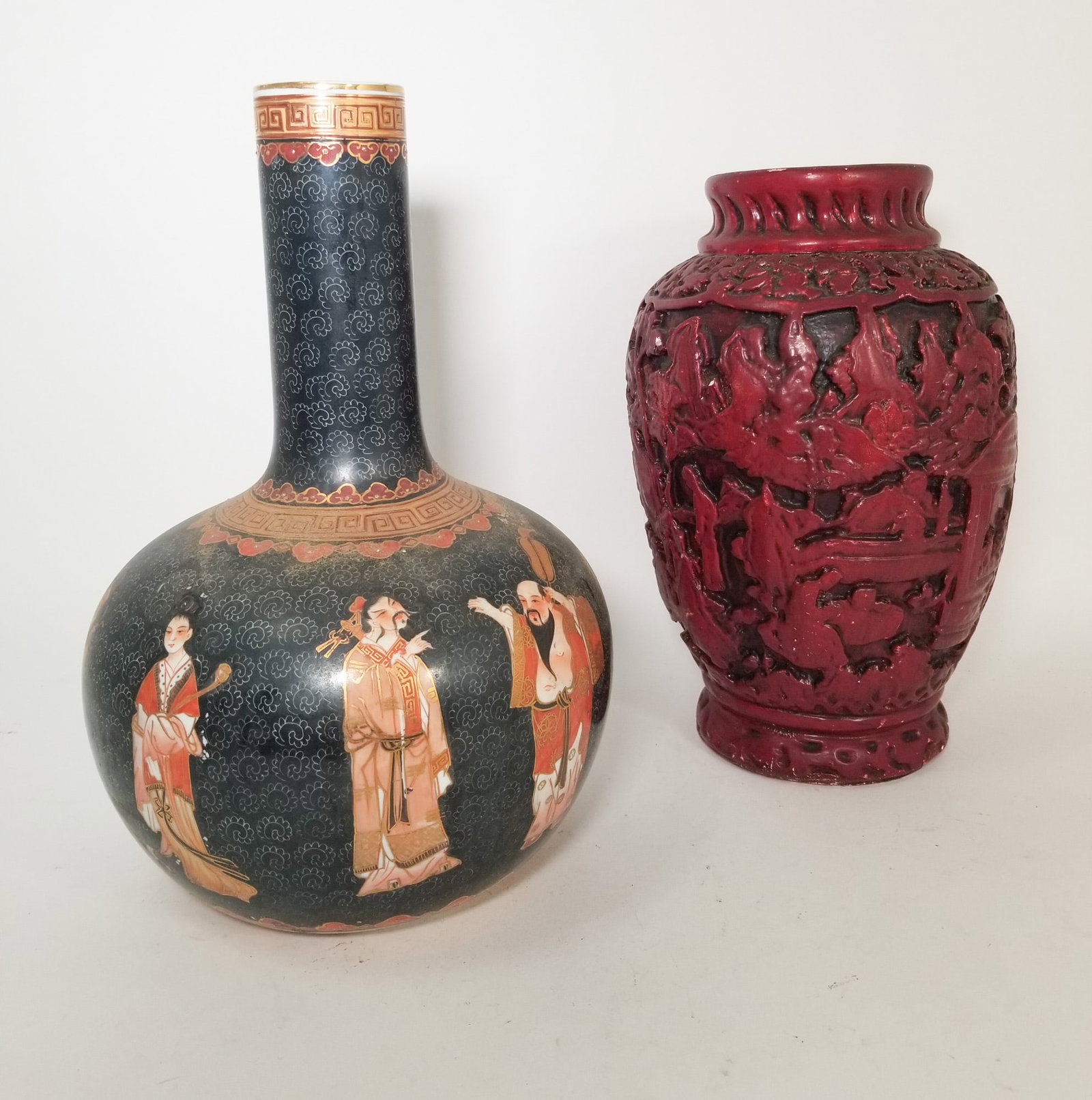Two Vintage Decorative Asian Vessels: Two Vintage Decorative Asian Vessels Size 14" H Literature Brooks Auction – Online Auction Terms & Conditions Contact: (856) 694-2960 | info@brooks.auction READ BEFORE YOU BID: We want y