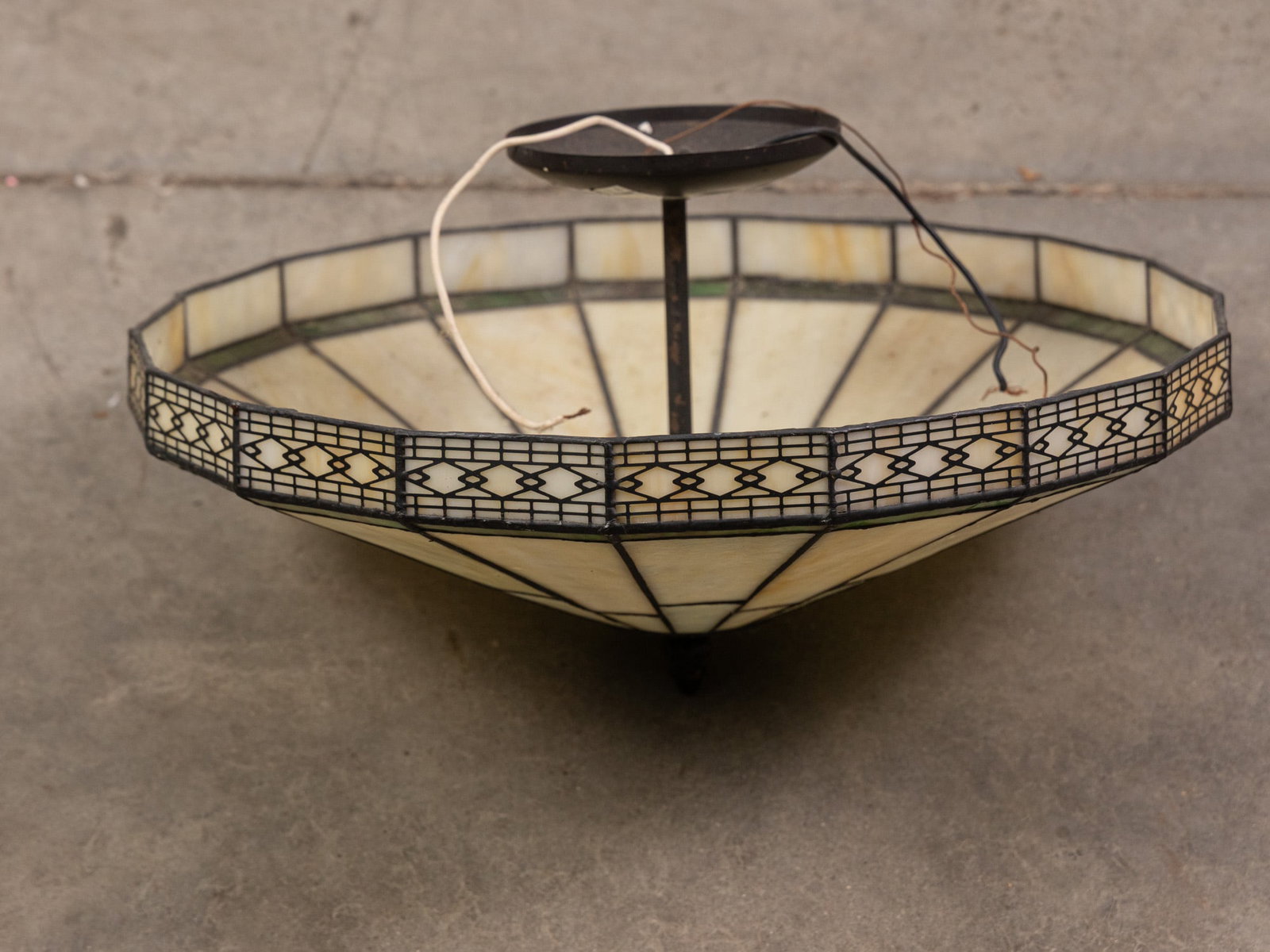 Vintage Leaded Glass Hanging Light Fixture (1 of 3)