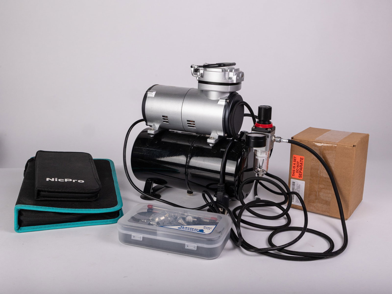 Timbertech AS-186 Piston Type 125W Airbrush Compressor w/ Accessories (1 of 6)