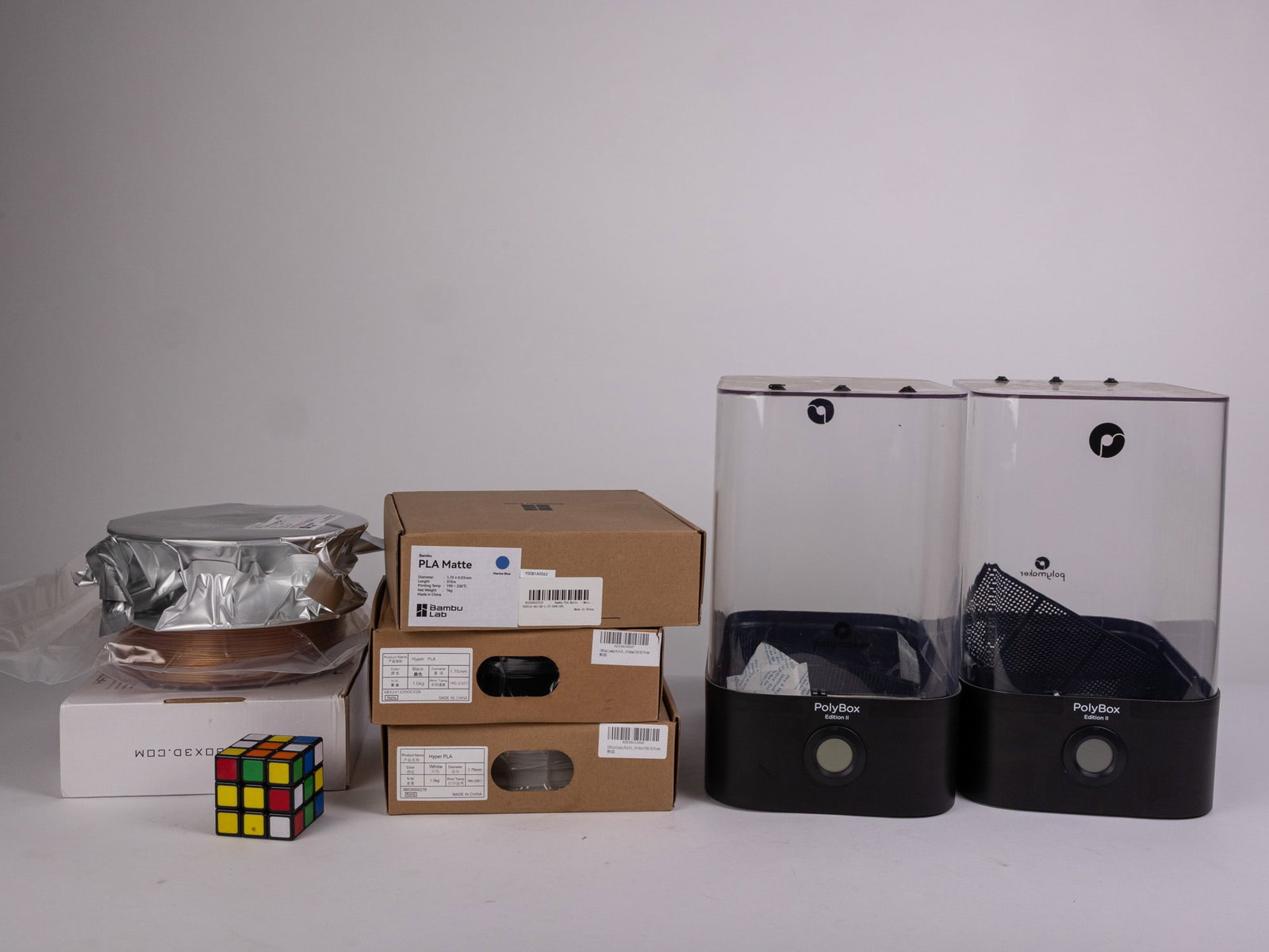 Pair of Polymaker Polyboxes and Assorted Filament - 2