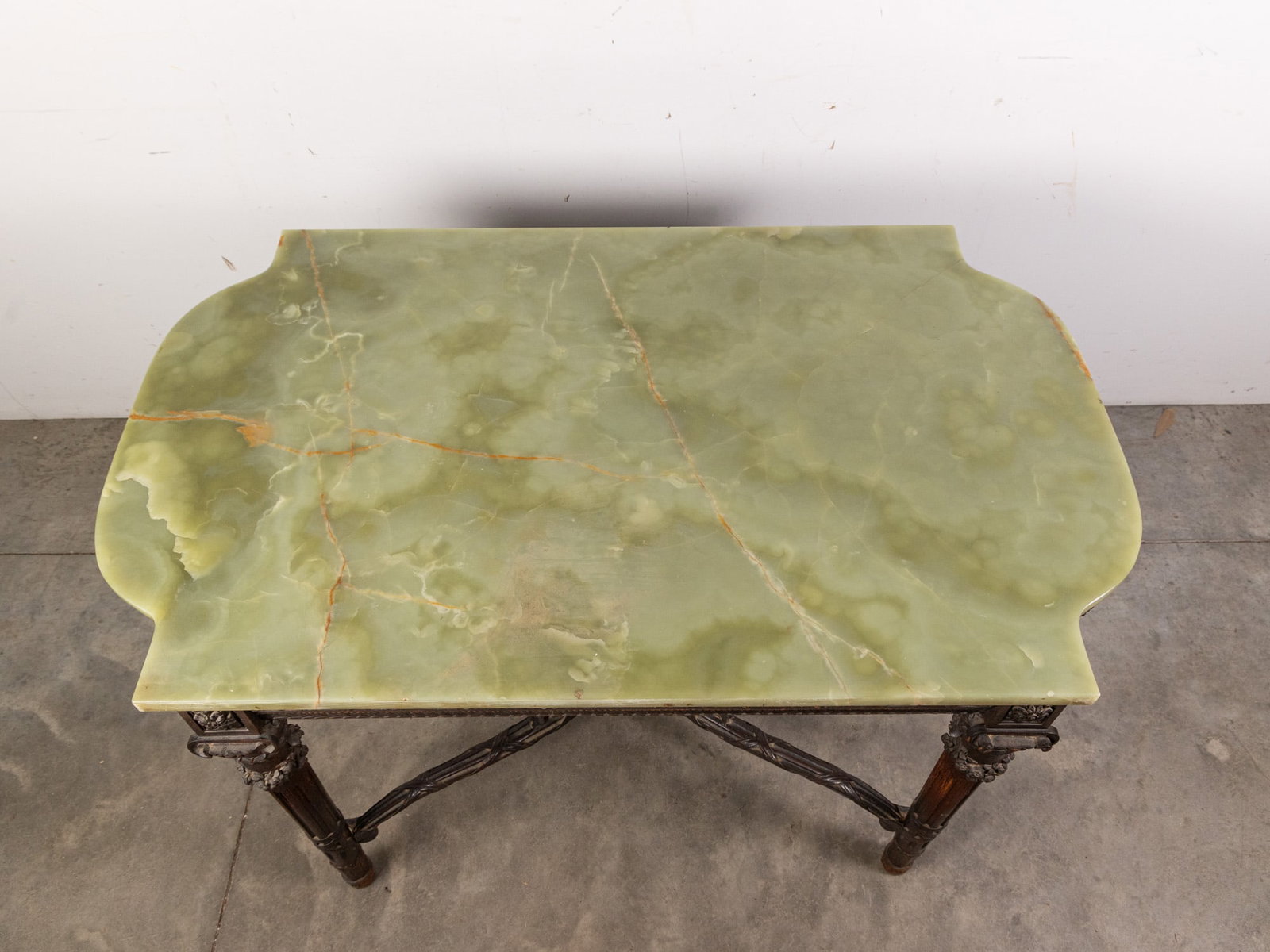 Intricately Carved Victorian Table with Green Onyx Top - 3