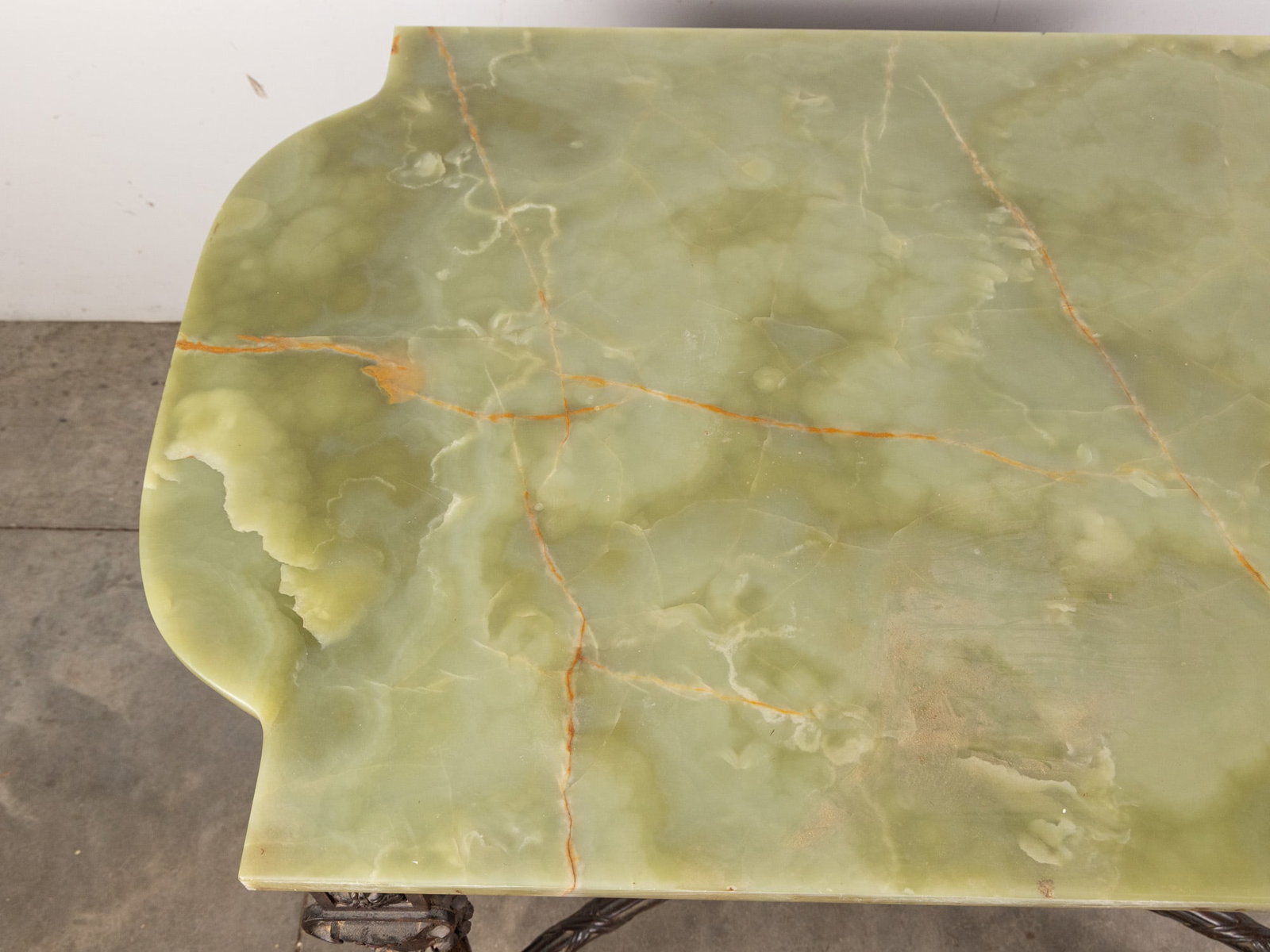Intricately Carved Victorian Table with Green Onyx Top - 4