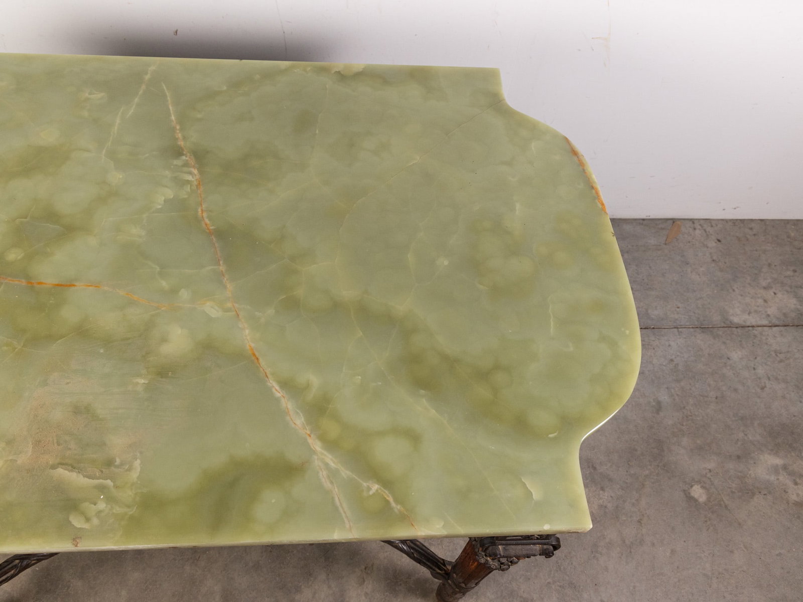 Intricately Carved Victorian Table with Green Onyx Top - 6